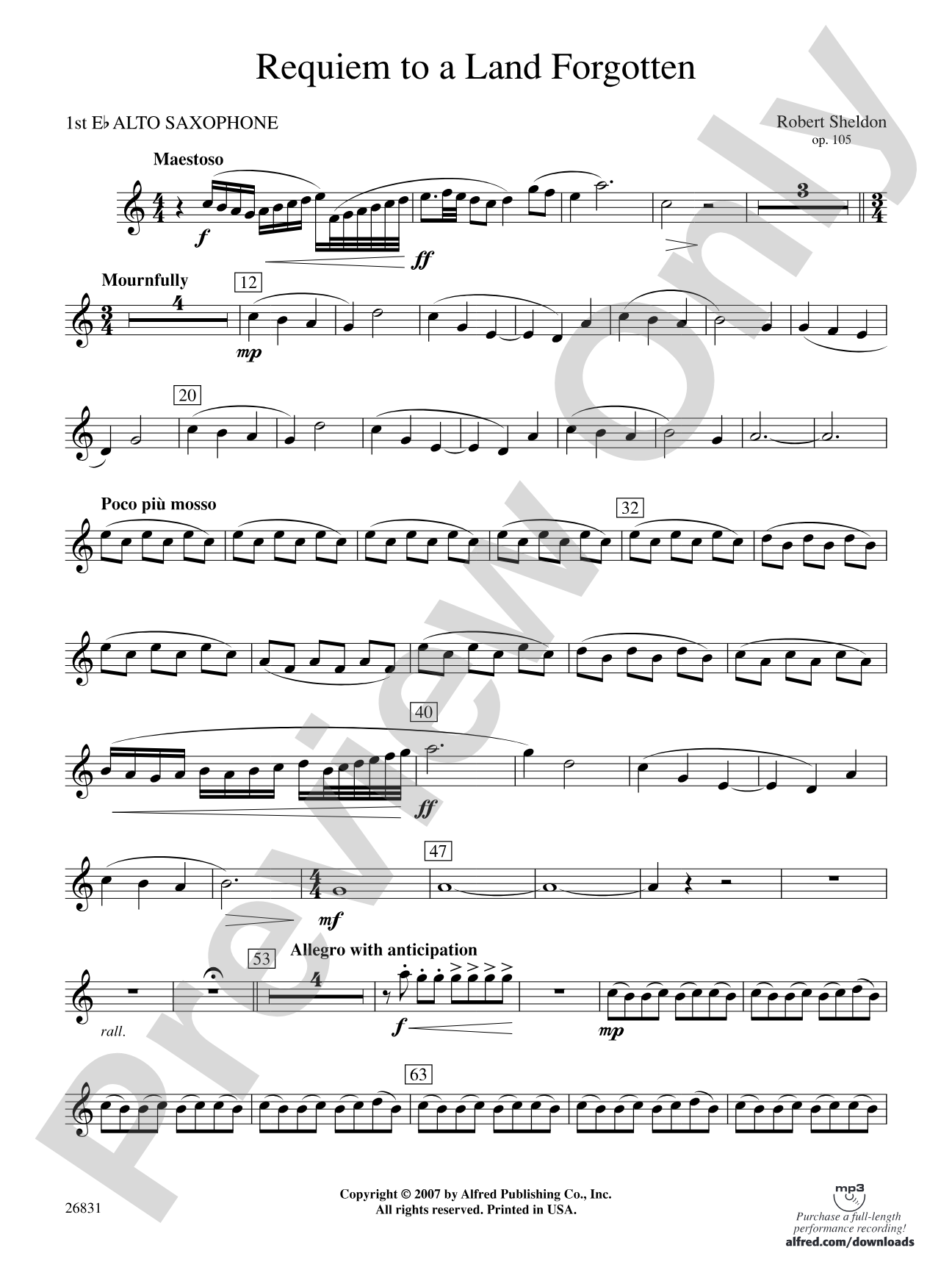 Requiem to a Land Forgotten: E-flat Alto Saxophone