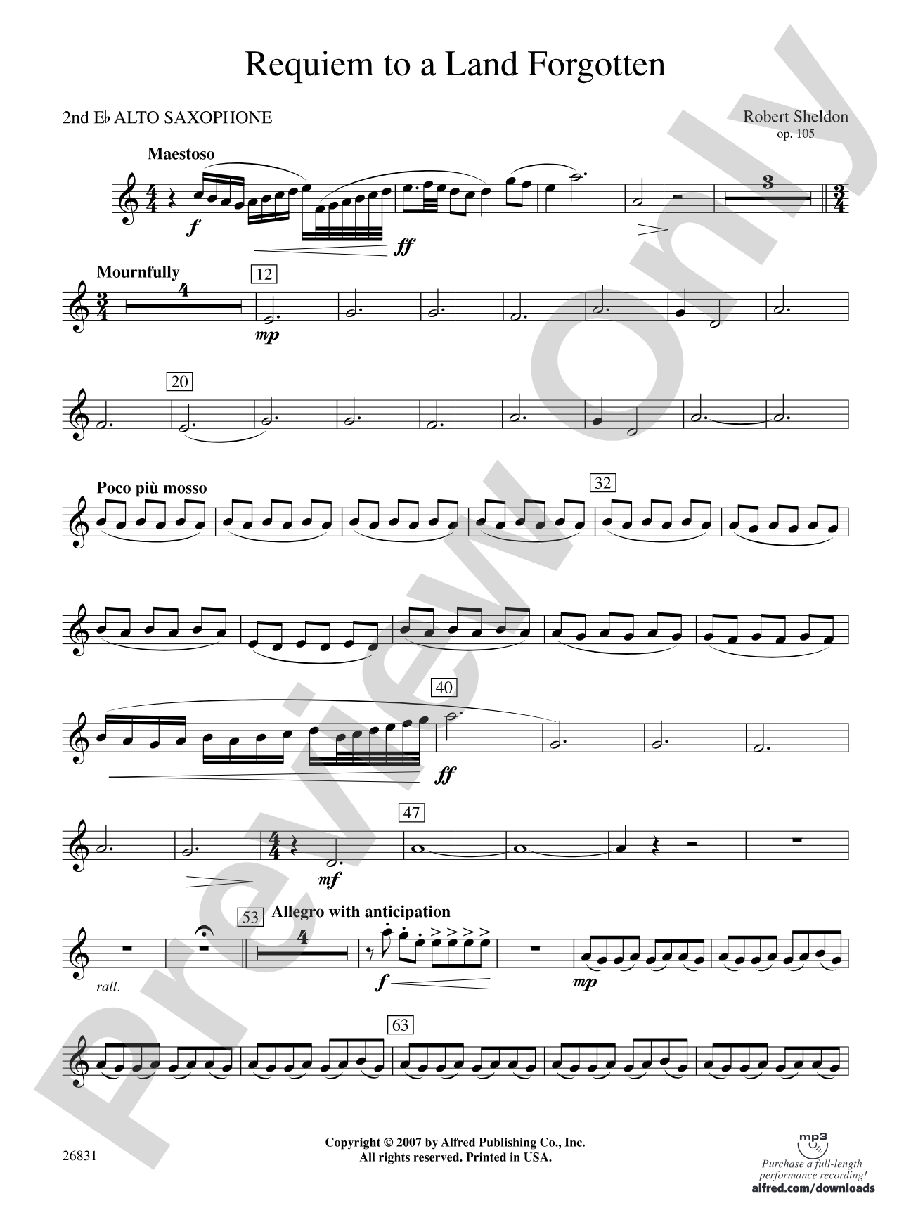 Requiem to a Land Forgotten: 2nd E-flat Alto Saxophone