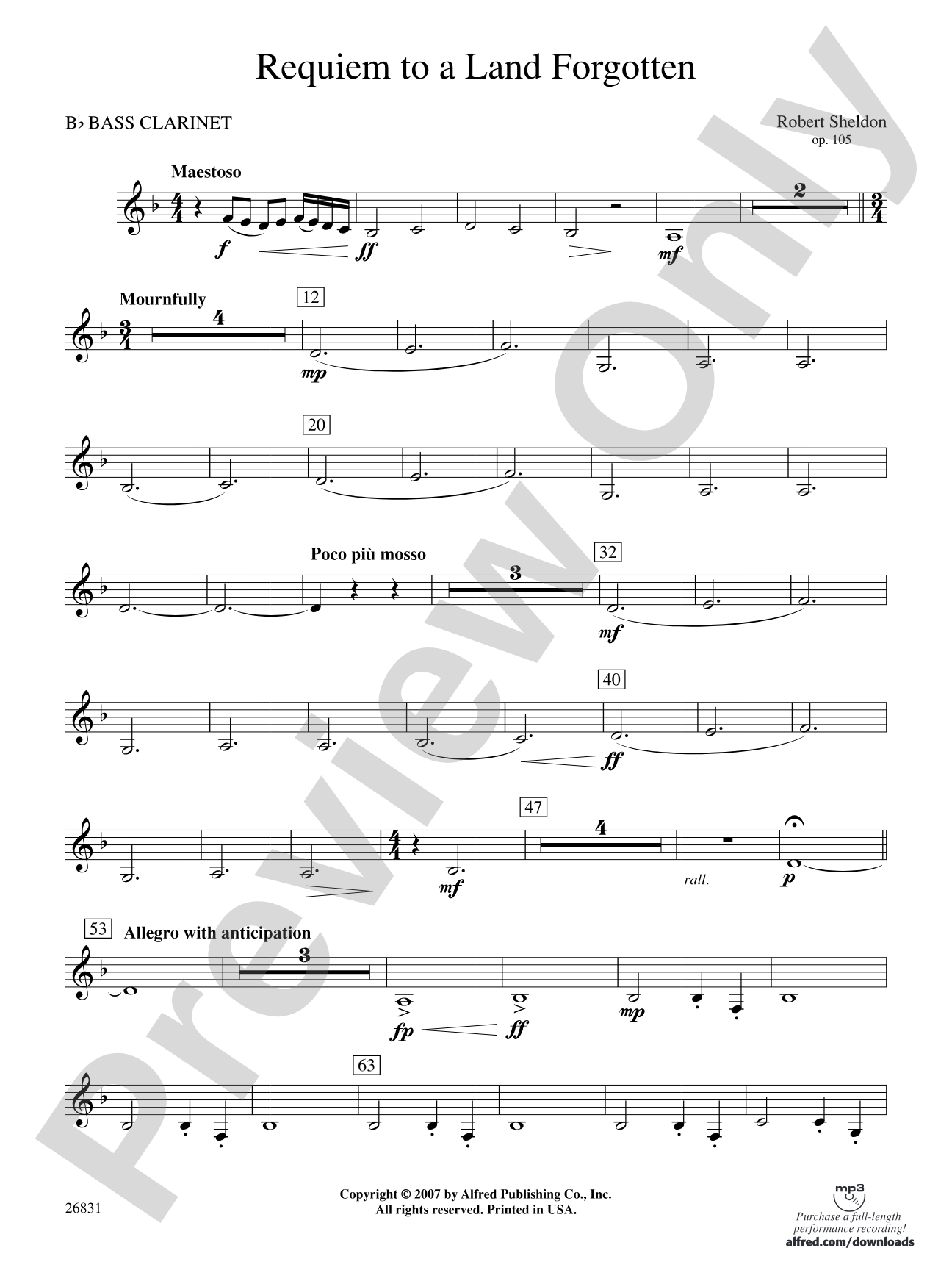 Requiem to a Land Forgotten: B-flat Bass Clarinet