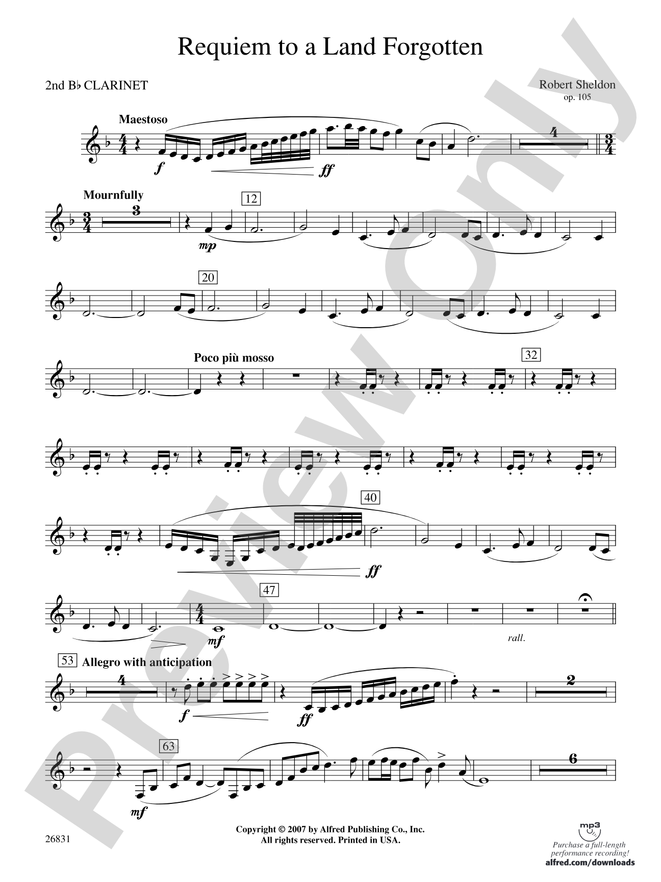 Requiem to a Land Forgotten: 2nd B-flat Clarinet