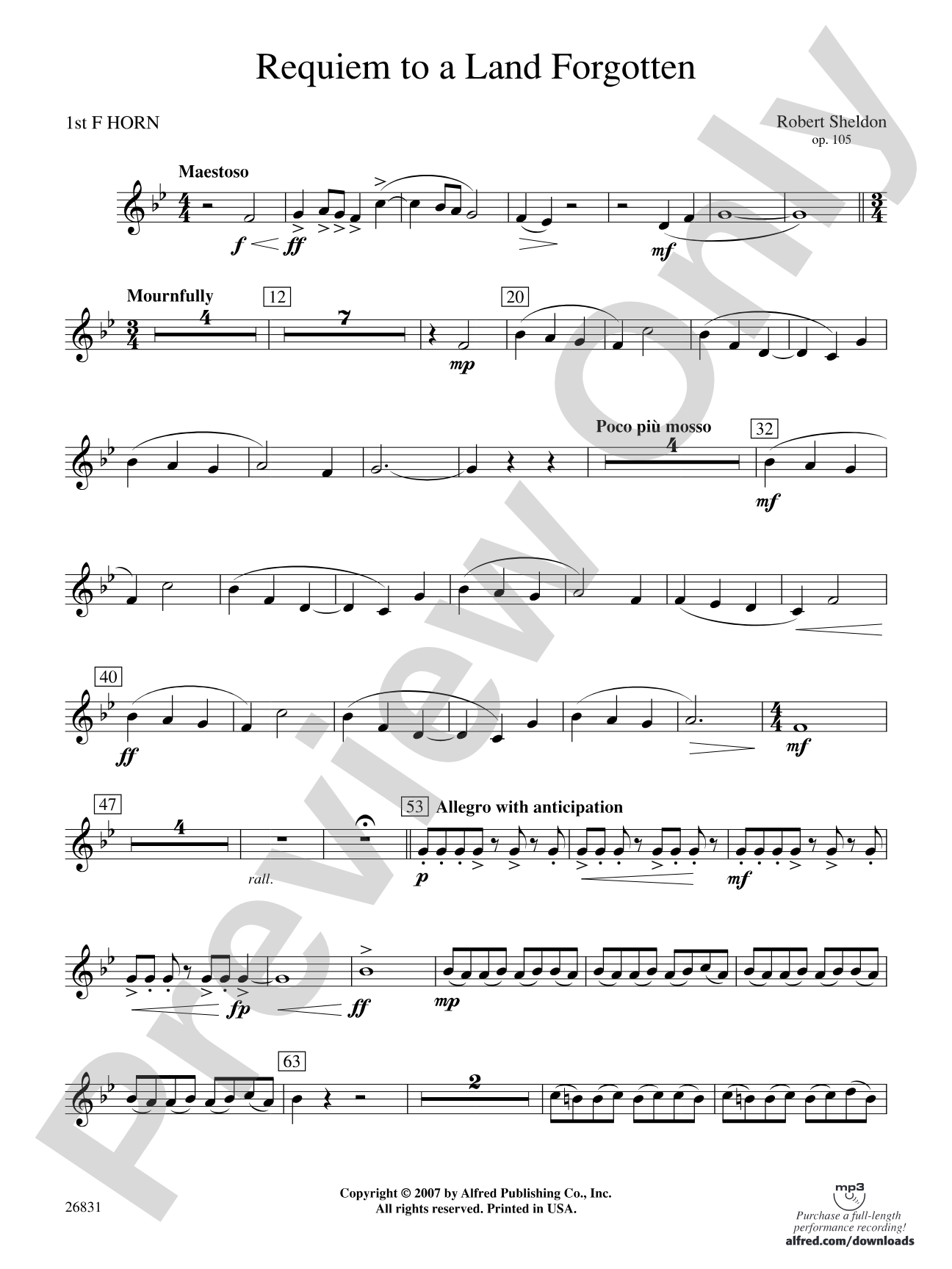 Requiem to a Land Forgotten: 1st F Horn