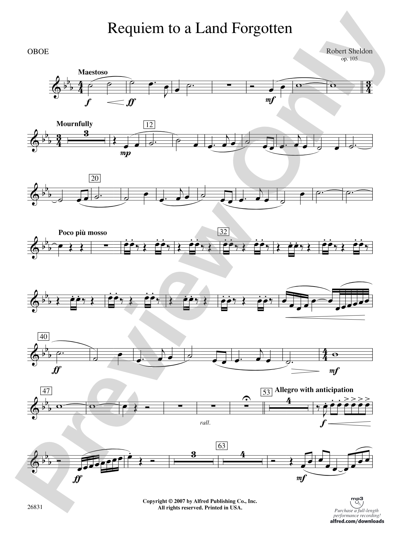 Requiem to a Land Forgotten: Oboe