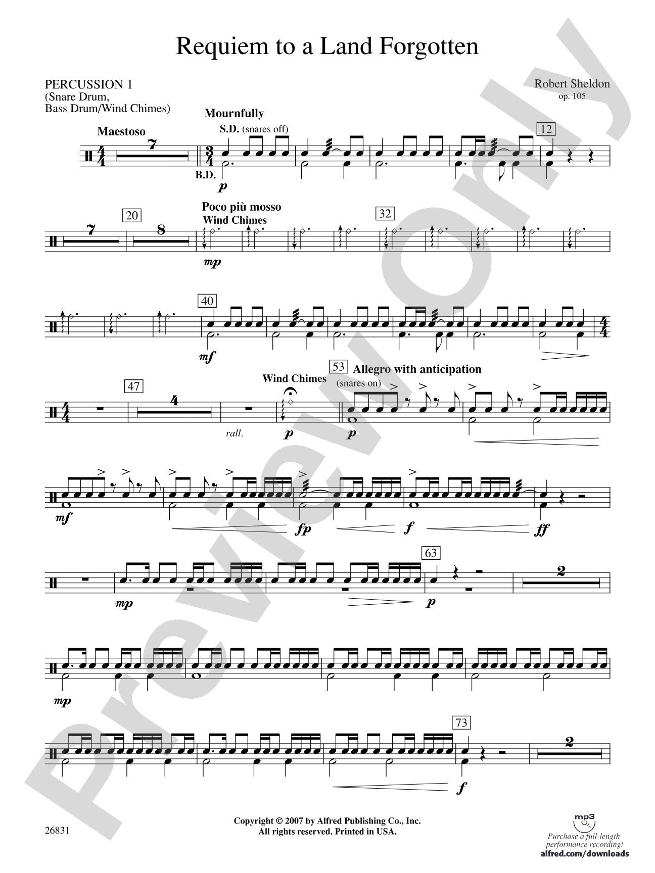 Requiem to a Land Forgotten: 1st Percussion