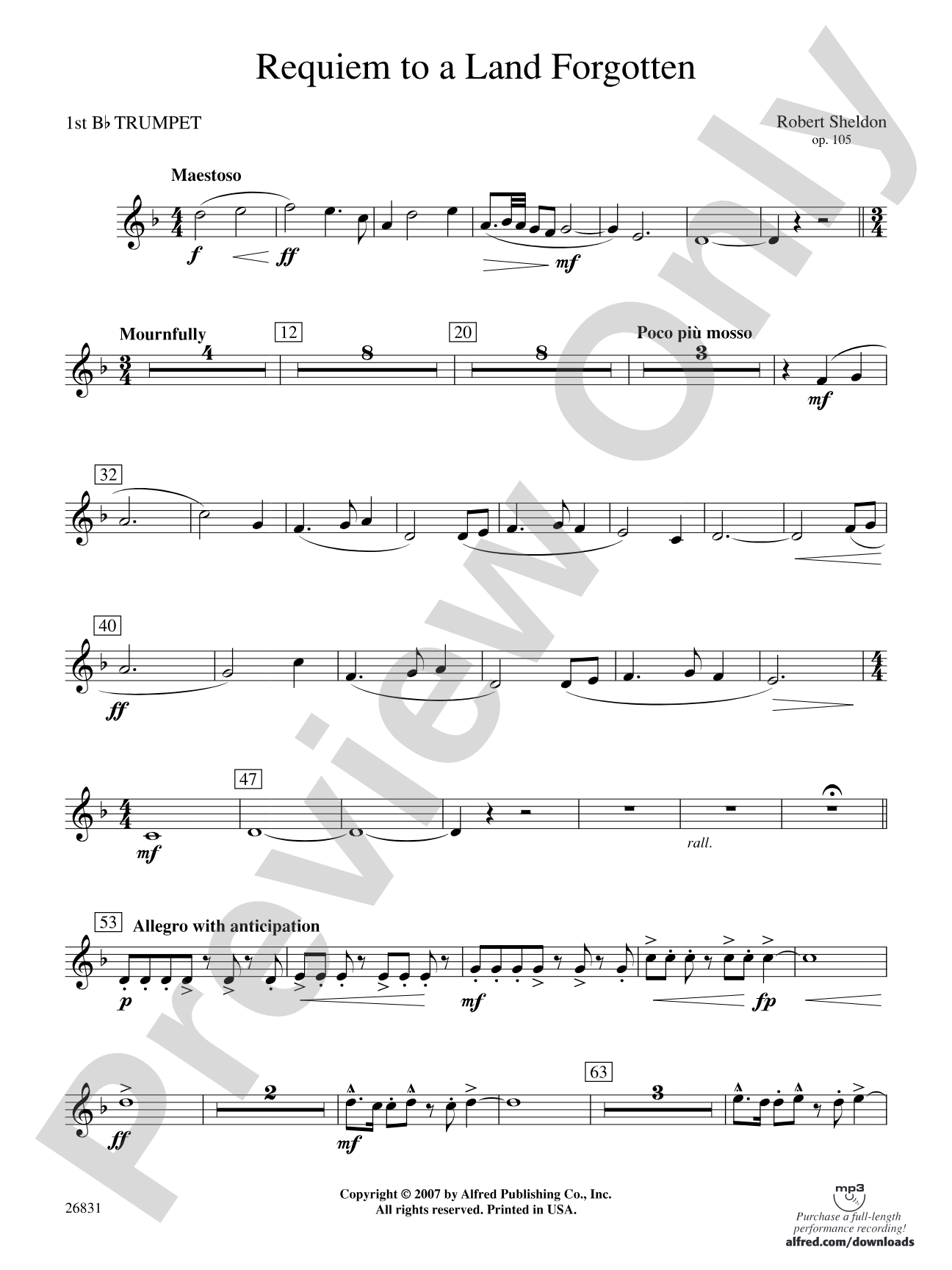 Requiem to a Land Forgotten: 1st B-flat Trumpet