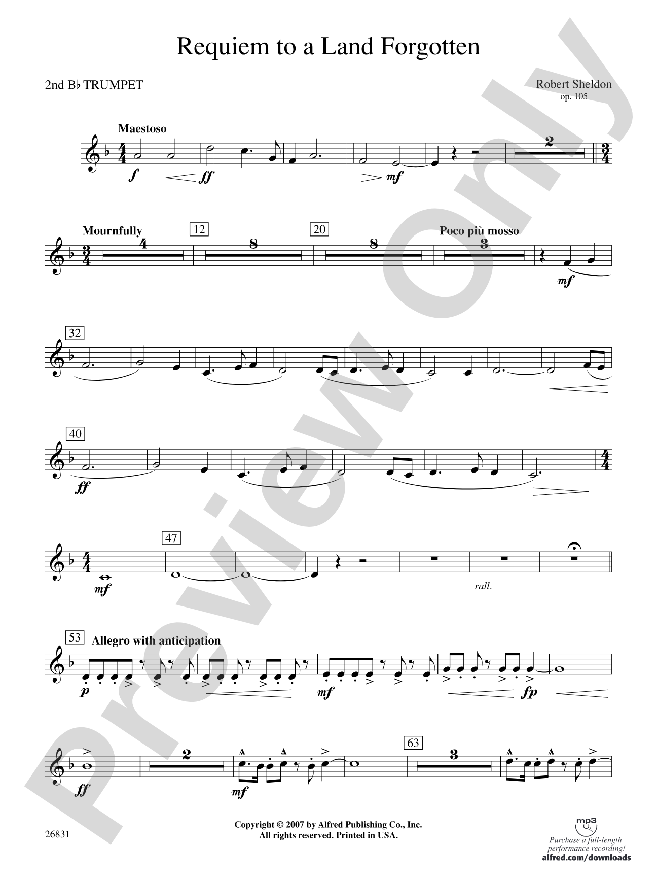 Requiem to a Land Forgotten: 2nd B-flat Trumpet