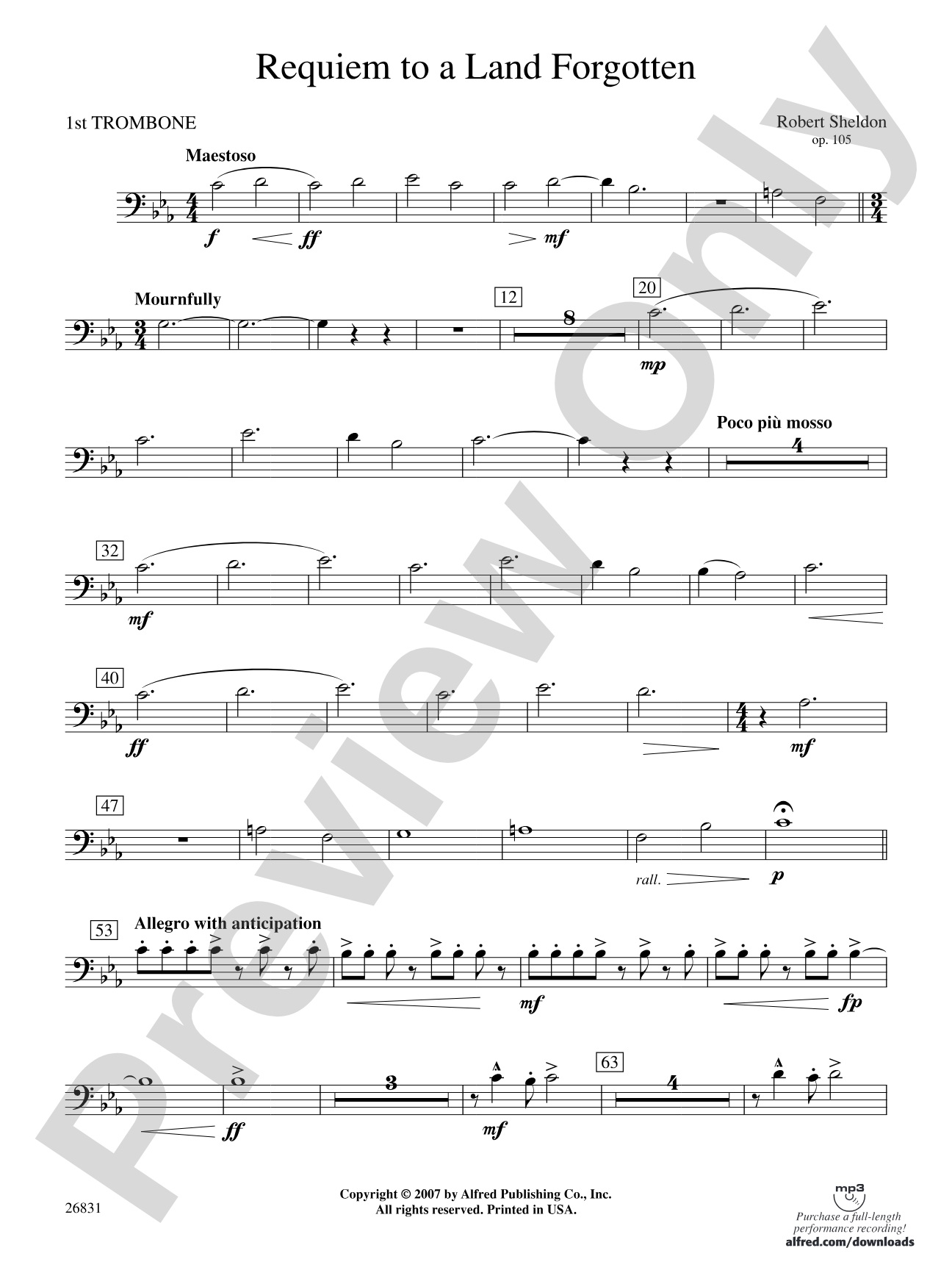 Requiem to a Land Forgotten: 1st Trombone