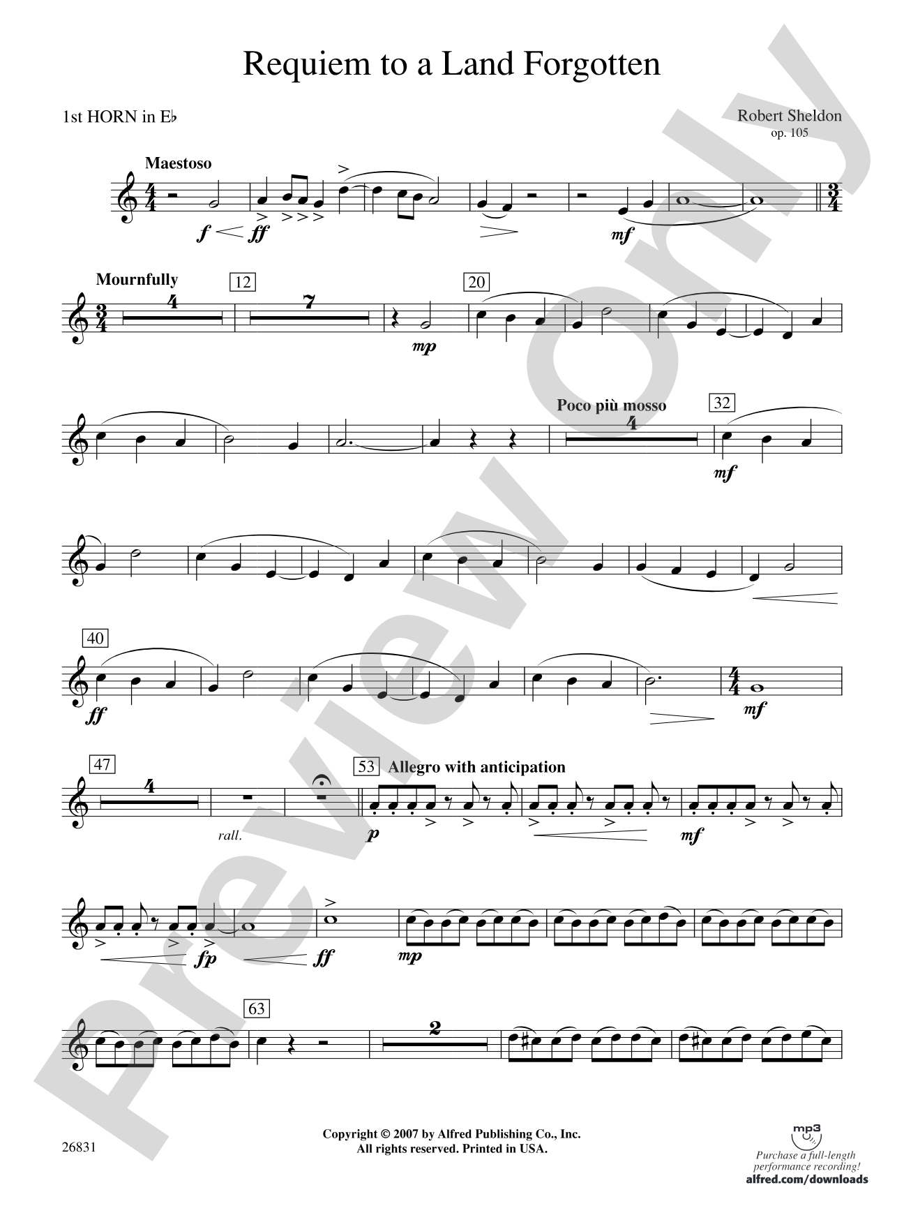 Requiem to a Land Forgotten: (wp) 1st Horn in E-flat