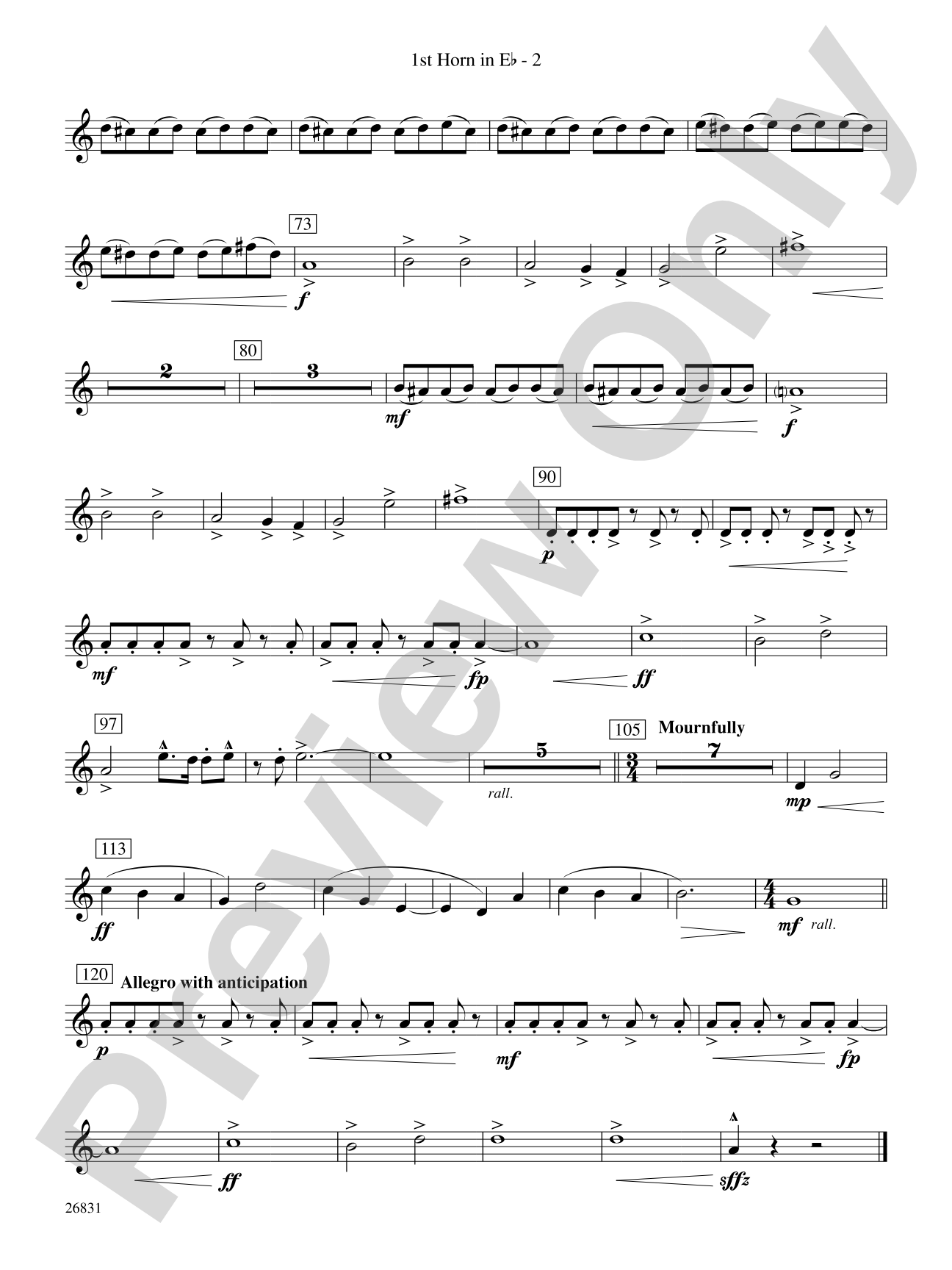 Requiem to a Land Forgotten: (wp) 1st Horn in E-flat