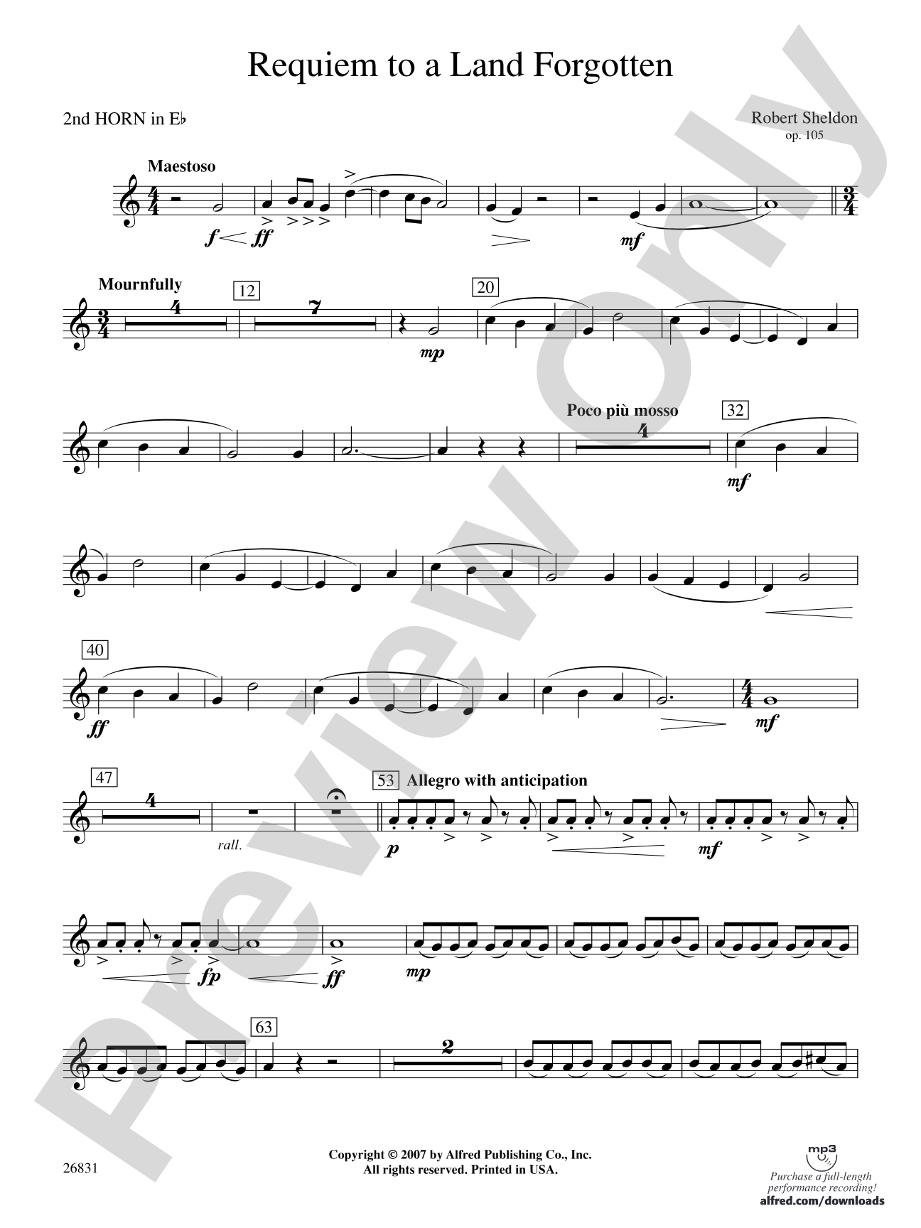 Requiem to a Land Forgotten: (wp) 2nd Horn in E-flat