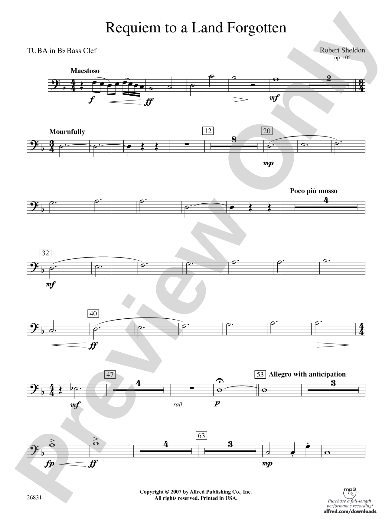 Requiem to a Land Forgotten: (wp) B-flat Tuba B.C.