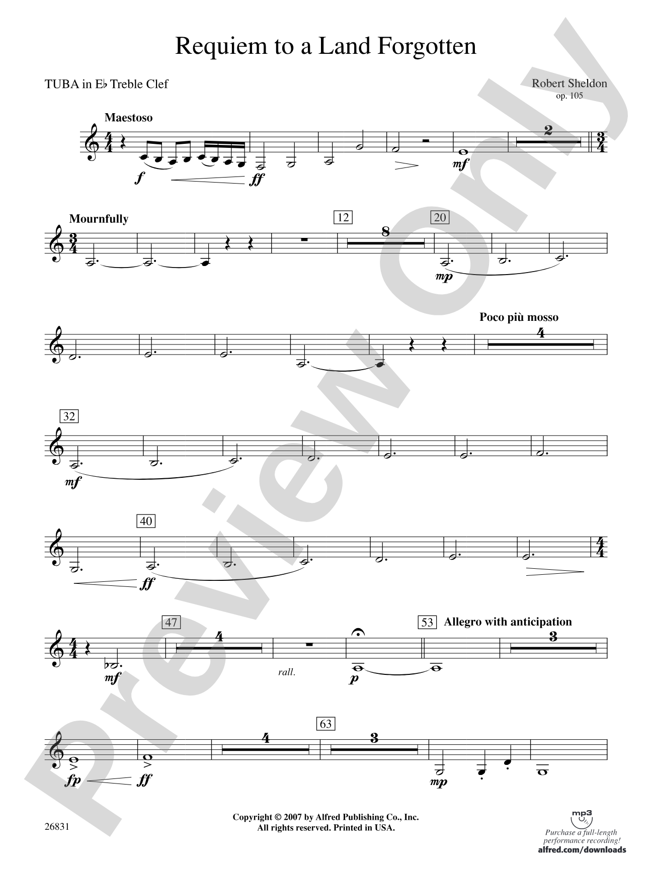 Requiem to a Land Forgotten: (wp) E-flat Tuba T.C.