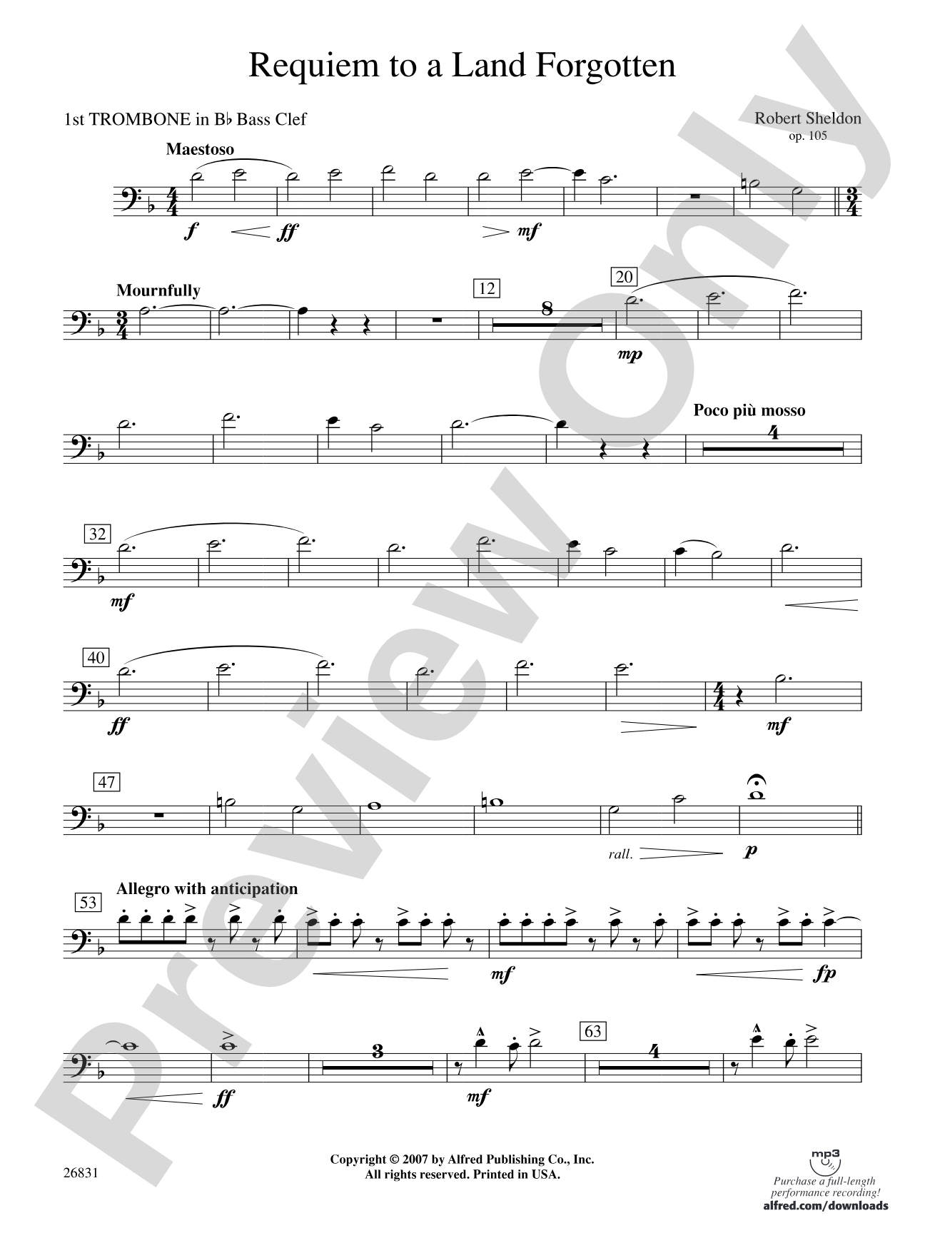 Requiem to a Land Forgotten: (wp) 1st B-flat Trombone B.C.