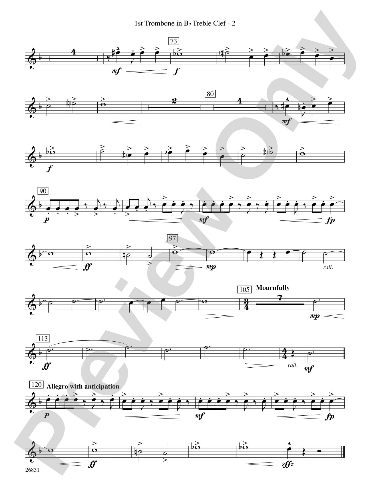 Requiem to a Land Forgotten: (wp) 1st B-flat Trombone T.C.