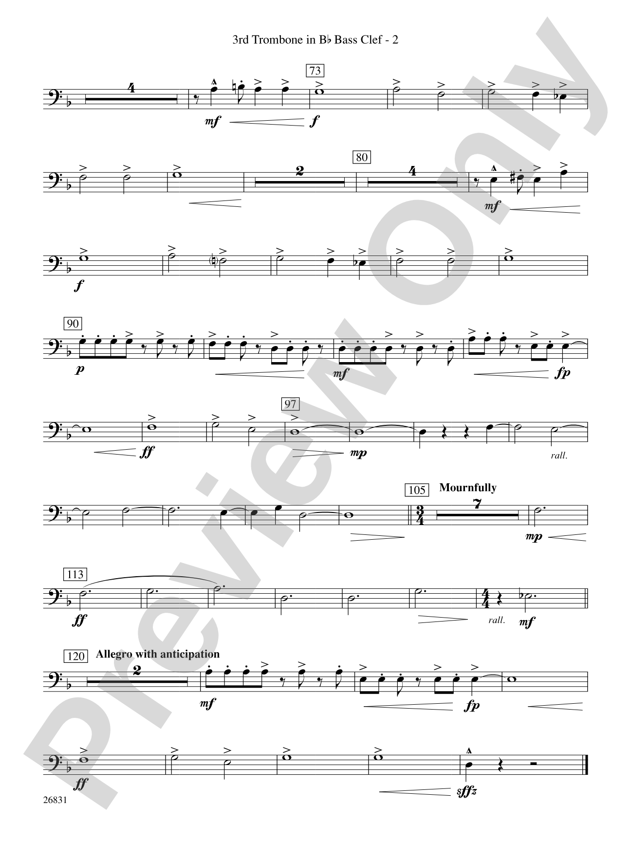 Requiem to a Land Forgotten: (wp) 3rd B-flat Trombone B.C.