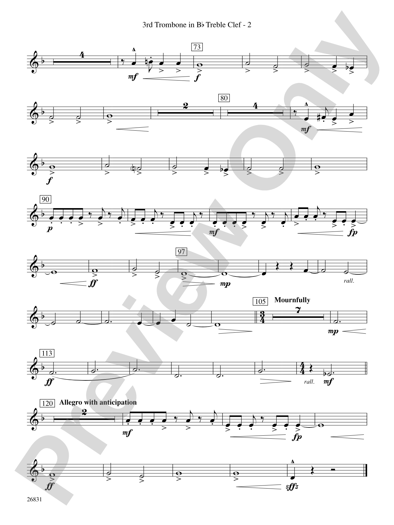 Requiem to a Land Forgotten: (wp) 3rd B-flat Trombone T.C.