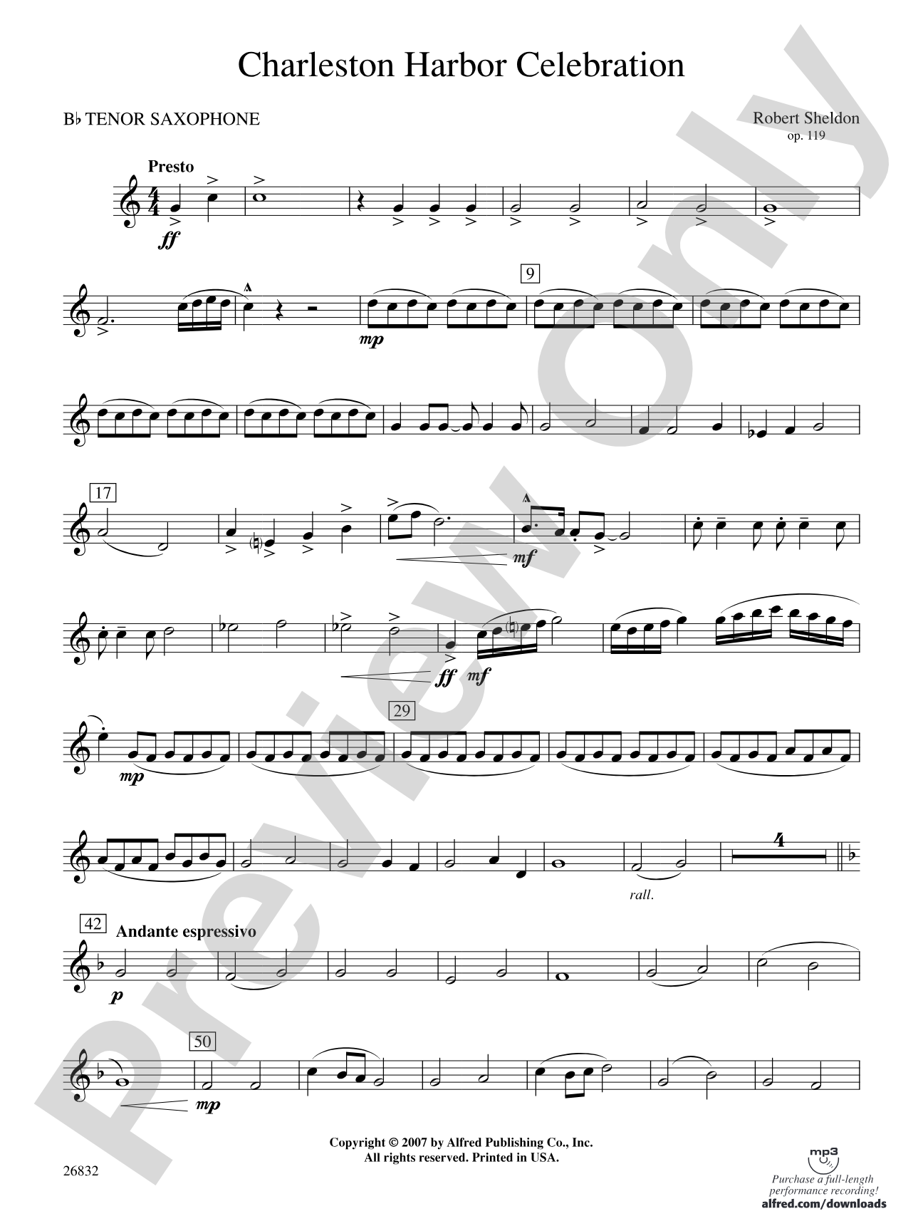 Charleston Harbor Celebration: B-flat Tenor Saxophone
