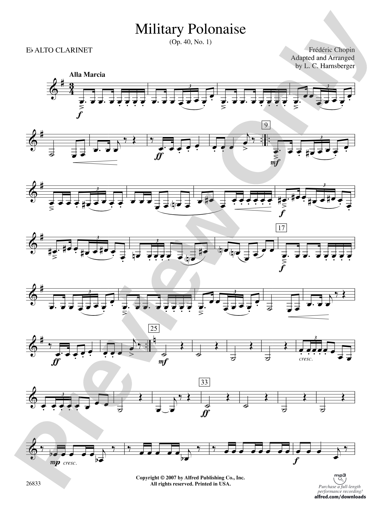 Military Polonaise: E-flat Alto Clarinet