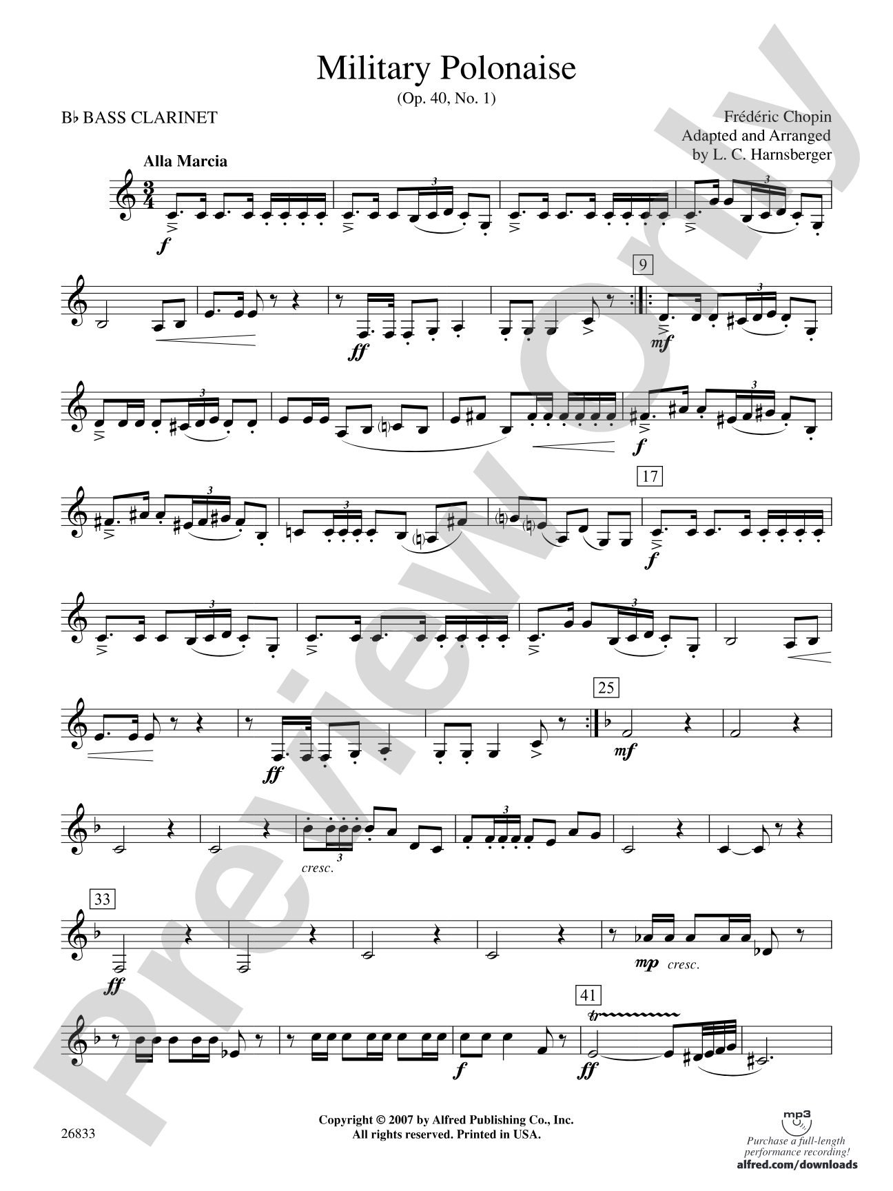 Military Polonaise: B-flat Bass Clarinet