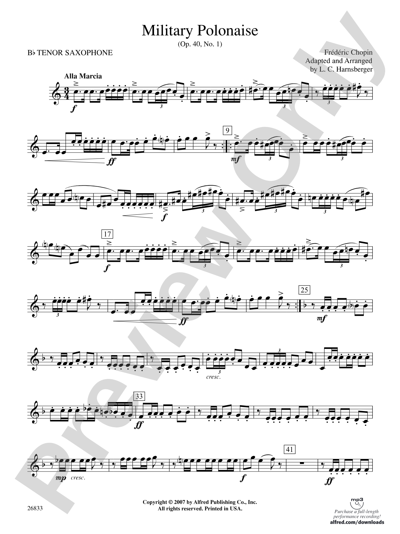 Military Polonaise: B-flat Tenor Saxophone