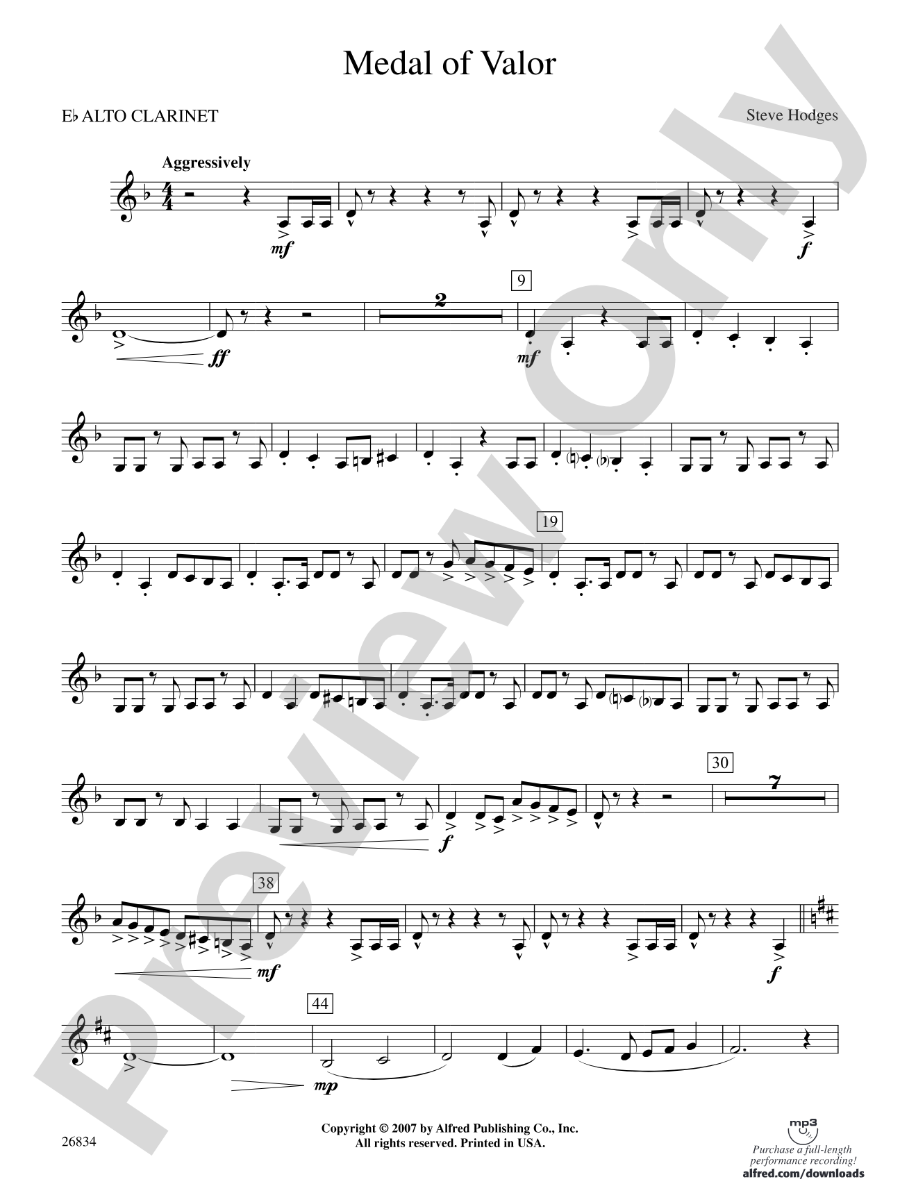 Medal of Valor: E-flat Alto Clarinet