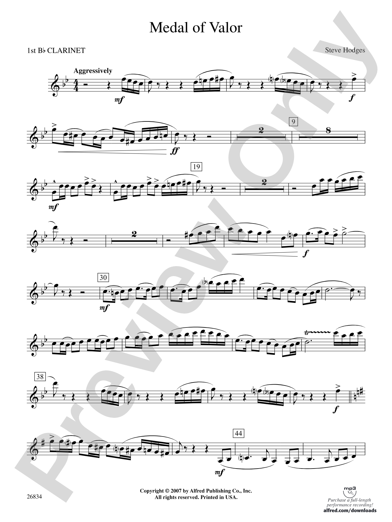 Medal of Valor: 1st B-flat Clarinet