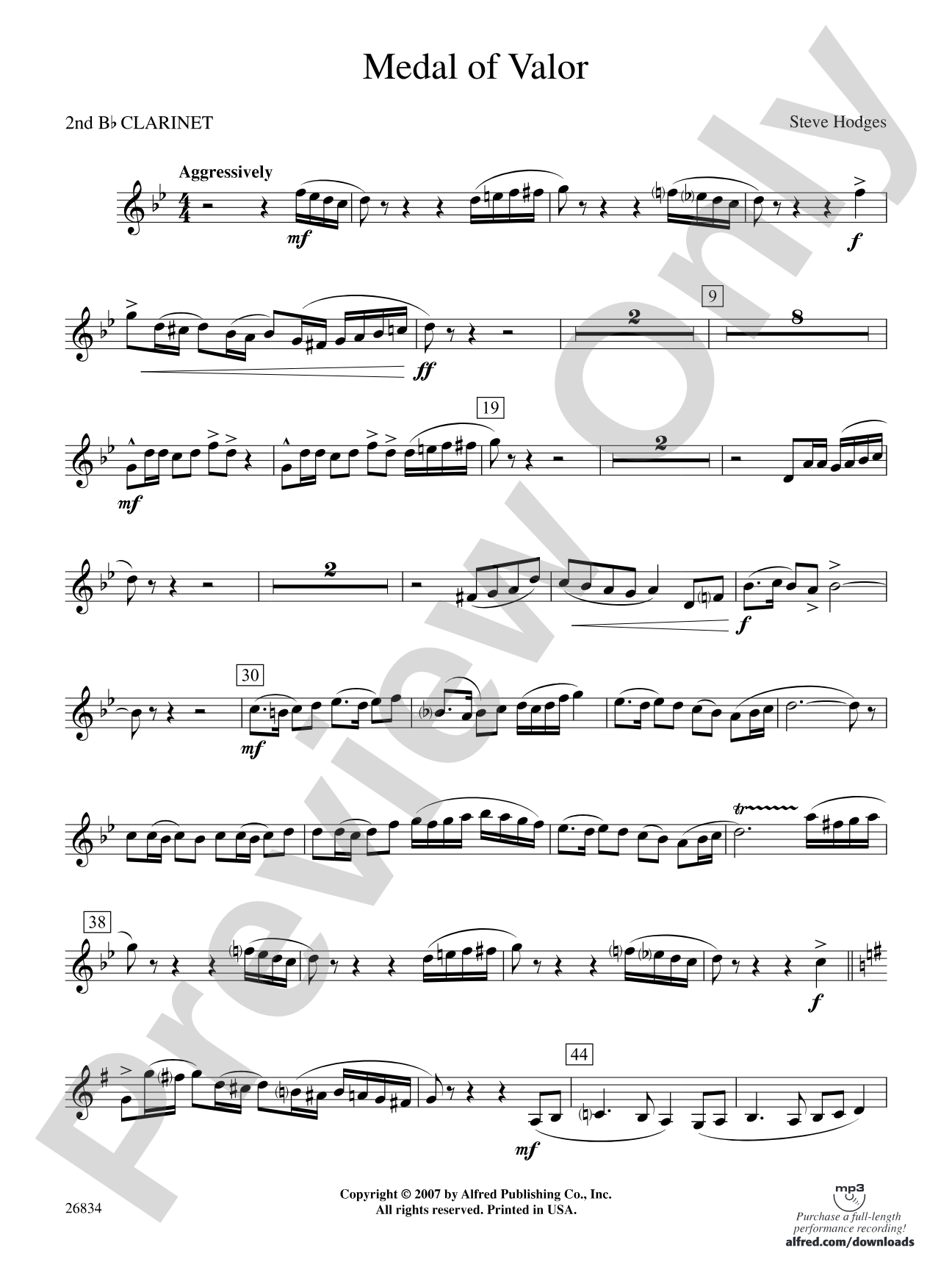 Medal of Valor: 2nd B-flat Clarinet
