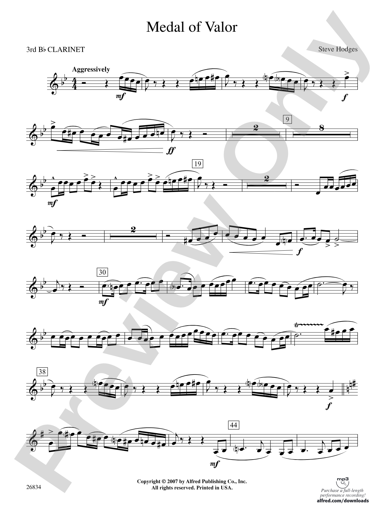 Medal of Valor: 3rd B-flat Clarinet