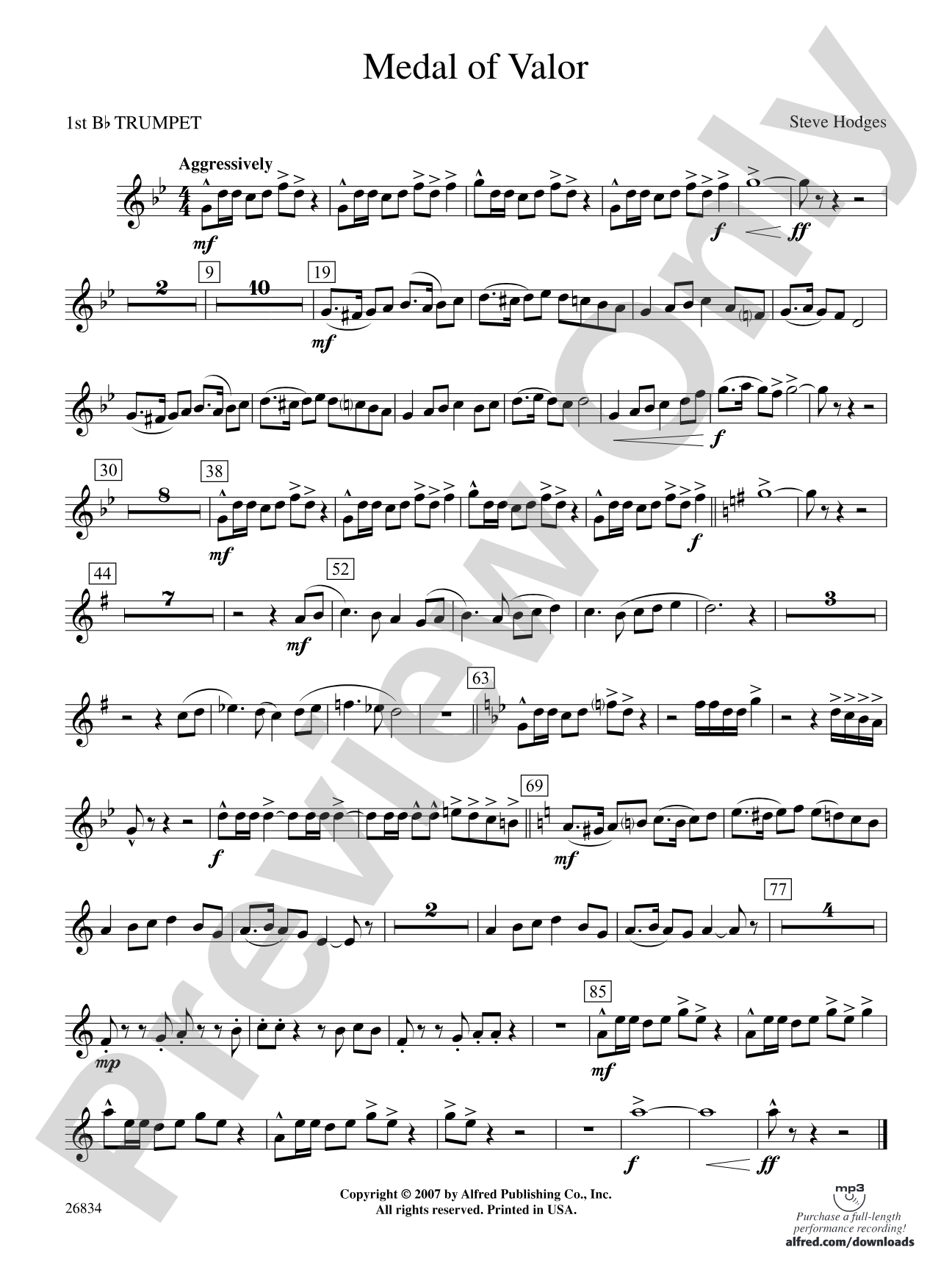 Medal of Valor: 1st B-flat Trumpet