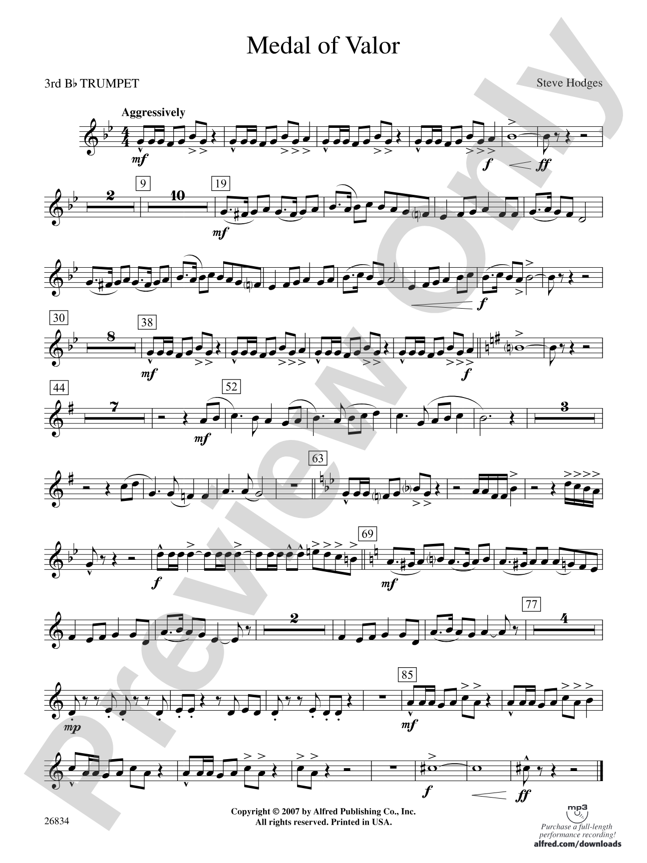 Medal of Valor: 3rd B-flat Trumpet