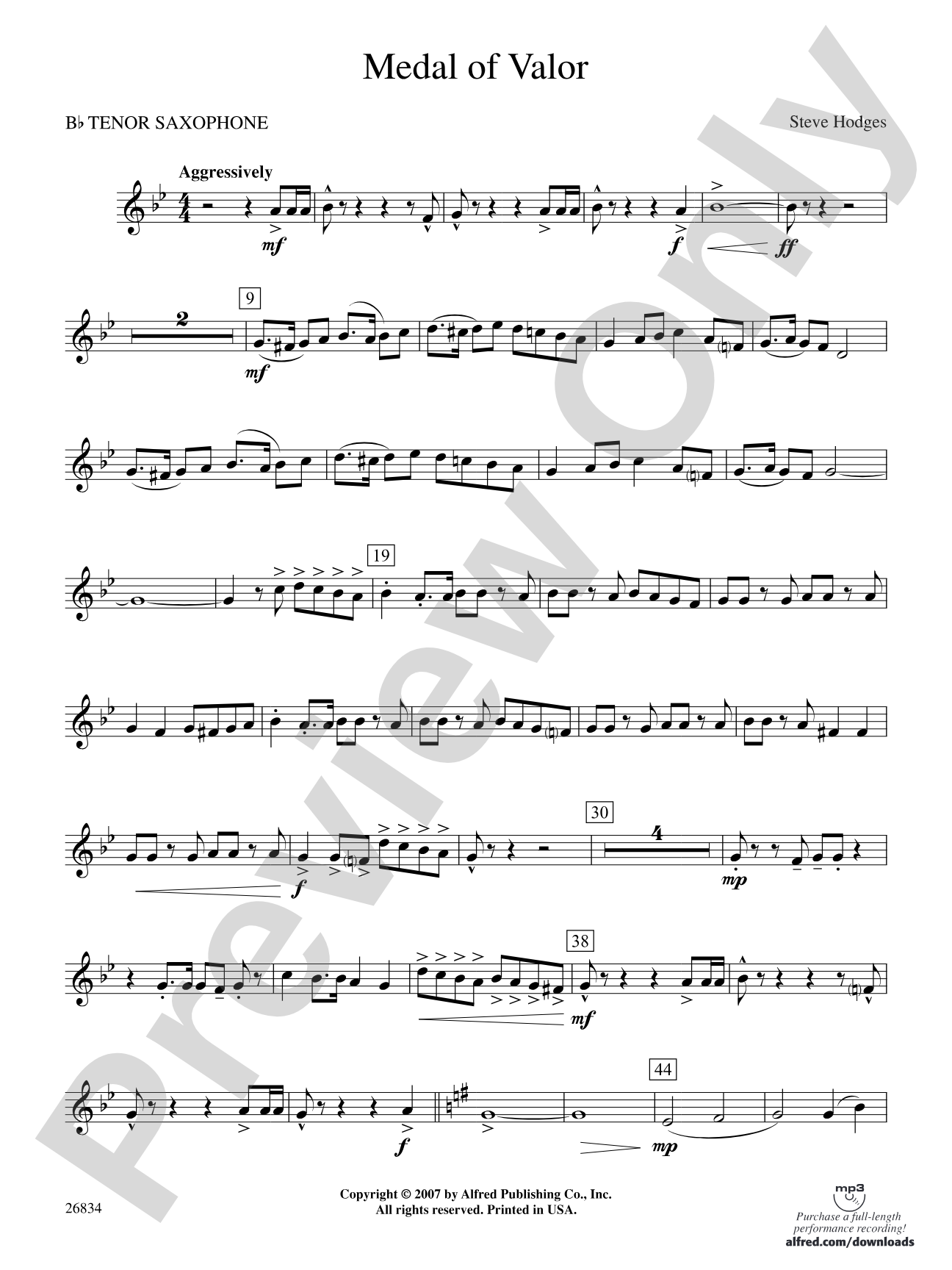 Medal of Valor: B-flat Tenor Saxophone