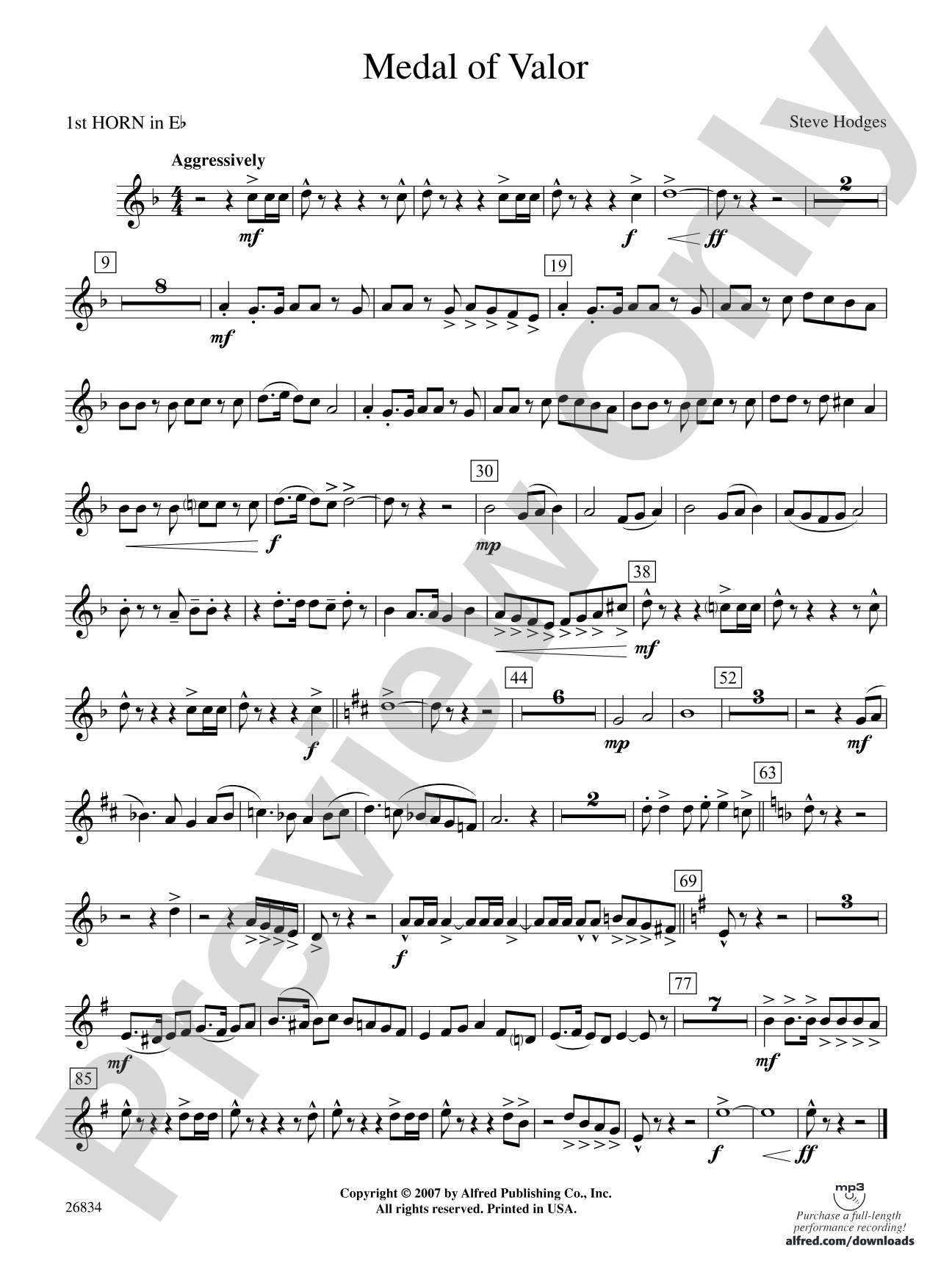 Medal of Valor: (wp) 1st Horn in E-flat