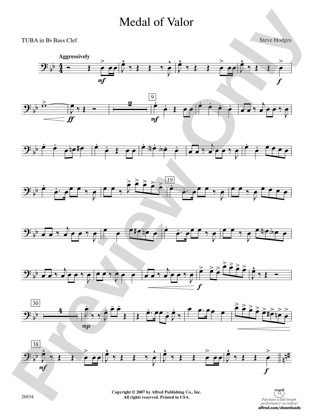 Medal of Valor: (wp) B-flat Tuba B.C.