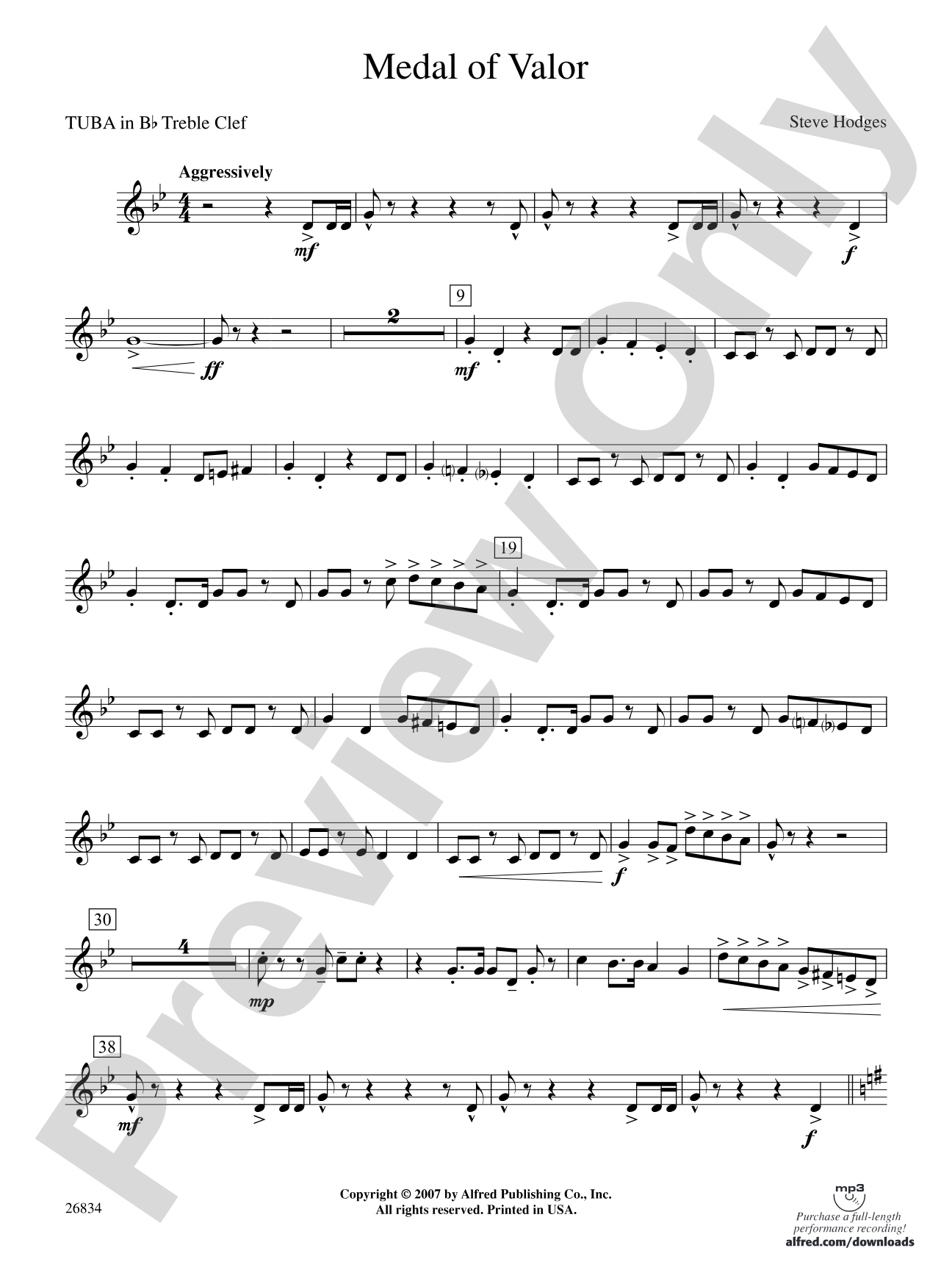 Medal of Valor: (wp) B-flat Tuba T.C.