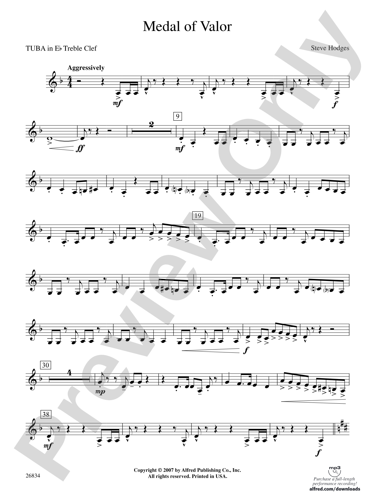 Medal of Valor: (wp) E-flat Tuba T.C.