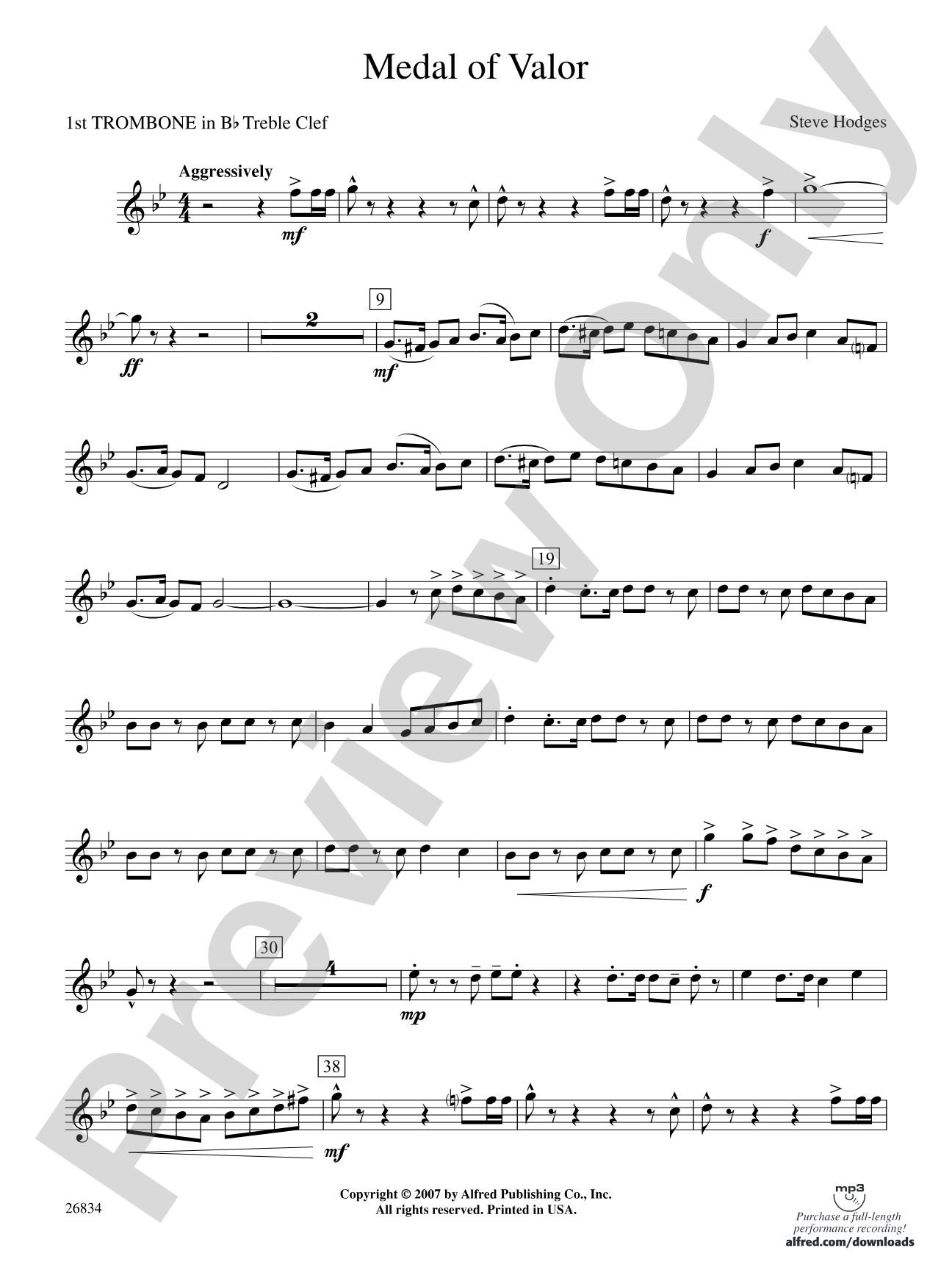 Medal of Valor: (wp) 1st B-flat Trombone T.C.