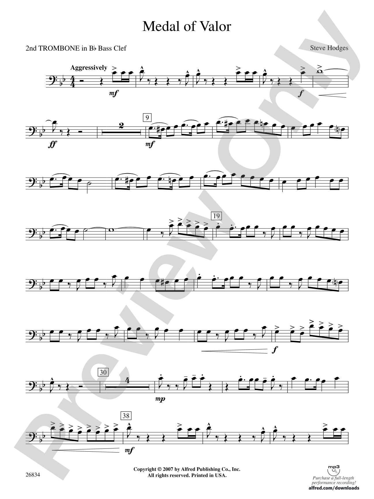 Medal of Valor: (wp) 2nd B-flat Trombone B.C.