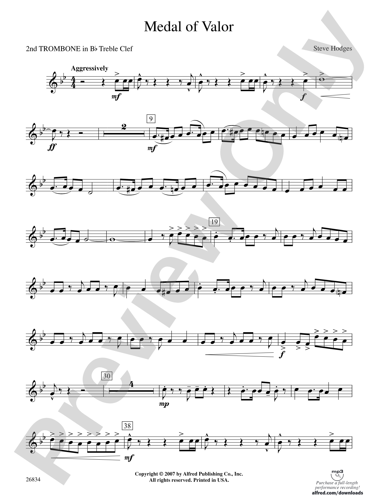 Medal of Valor: (wp) 2nd B-flat Trombone T.C.
