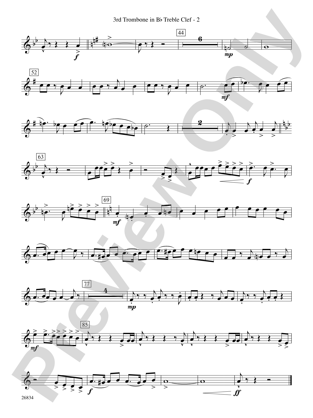 Medal of Valor: (wp) 3rd B-flat Trombone T.C.