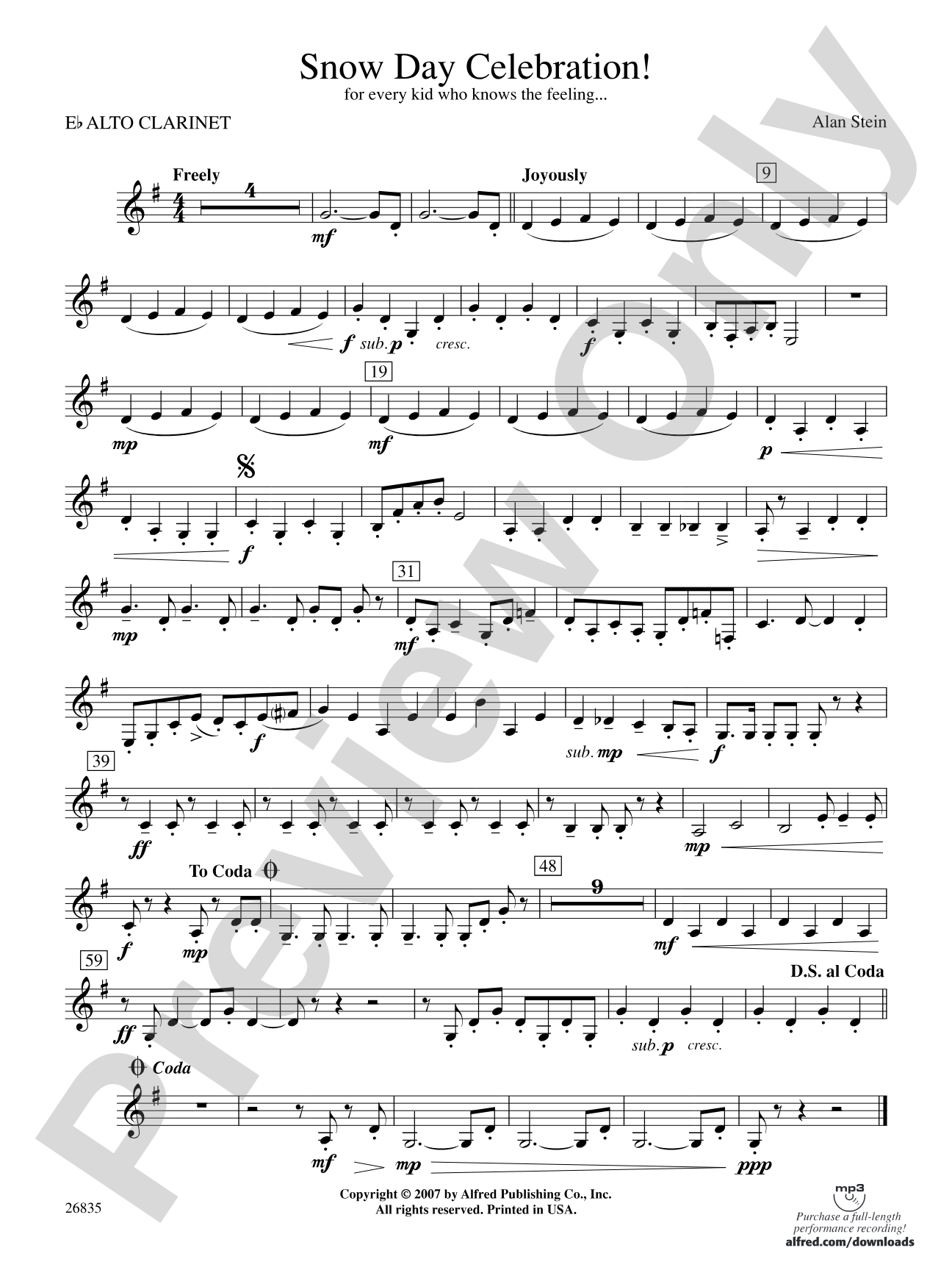 Snow Day Celebration!: E-flat Alto Clarinet