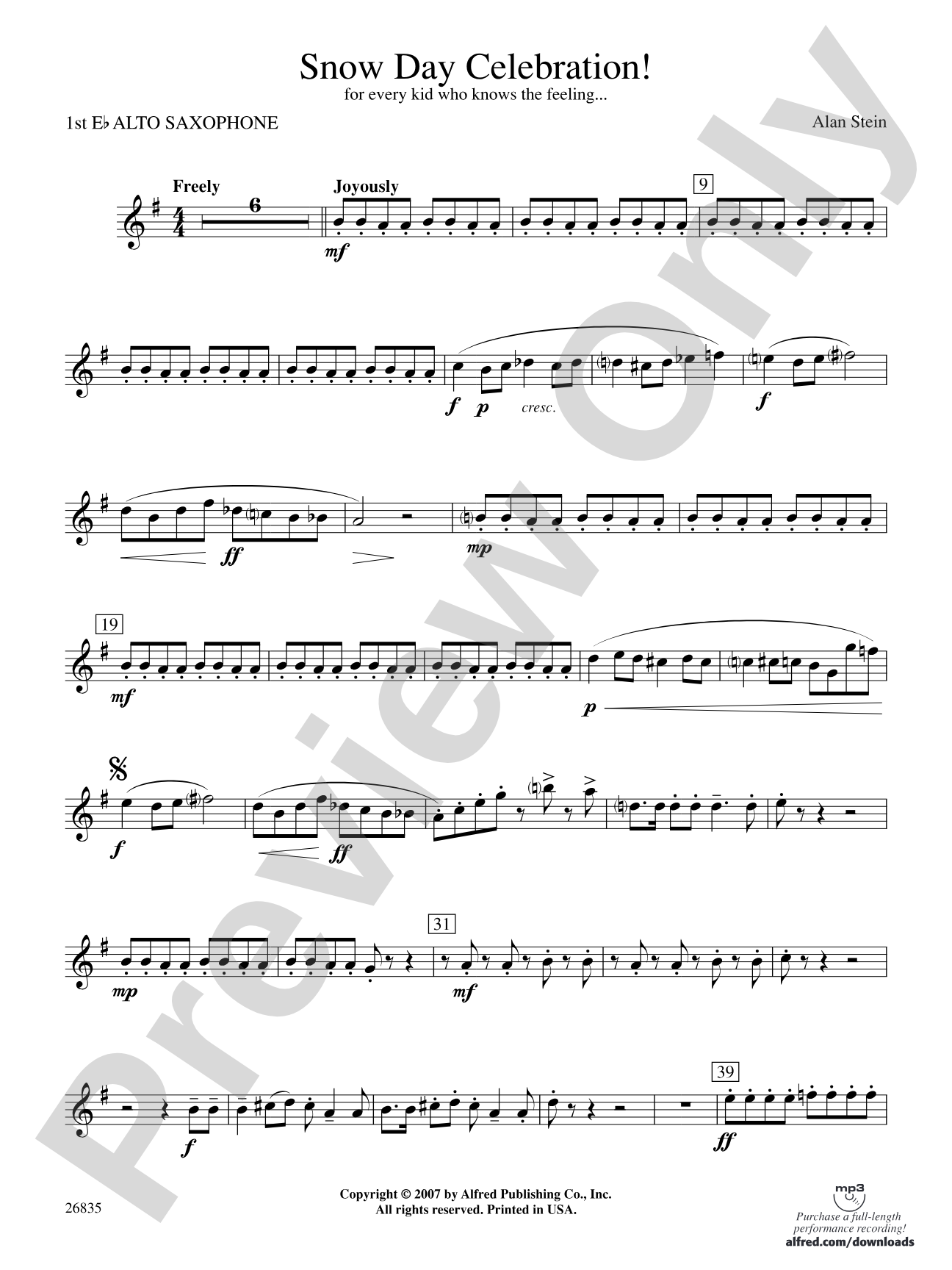 Snow Day Celebration!: E-flat Alto Saxophone