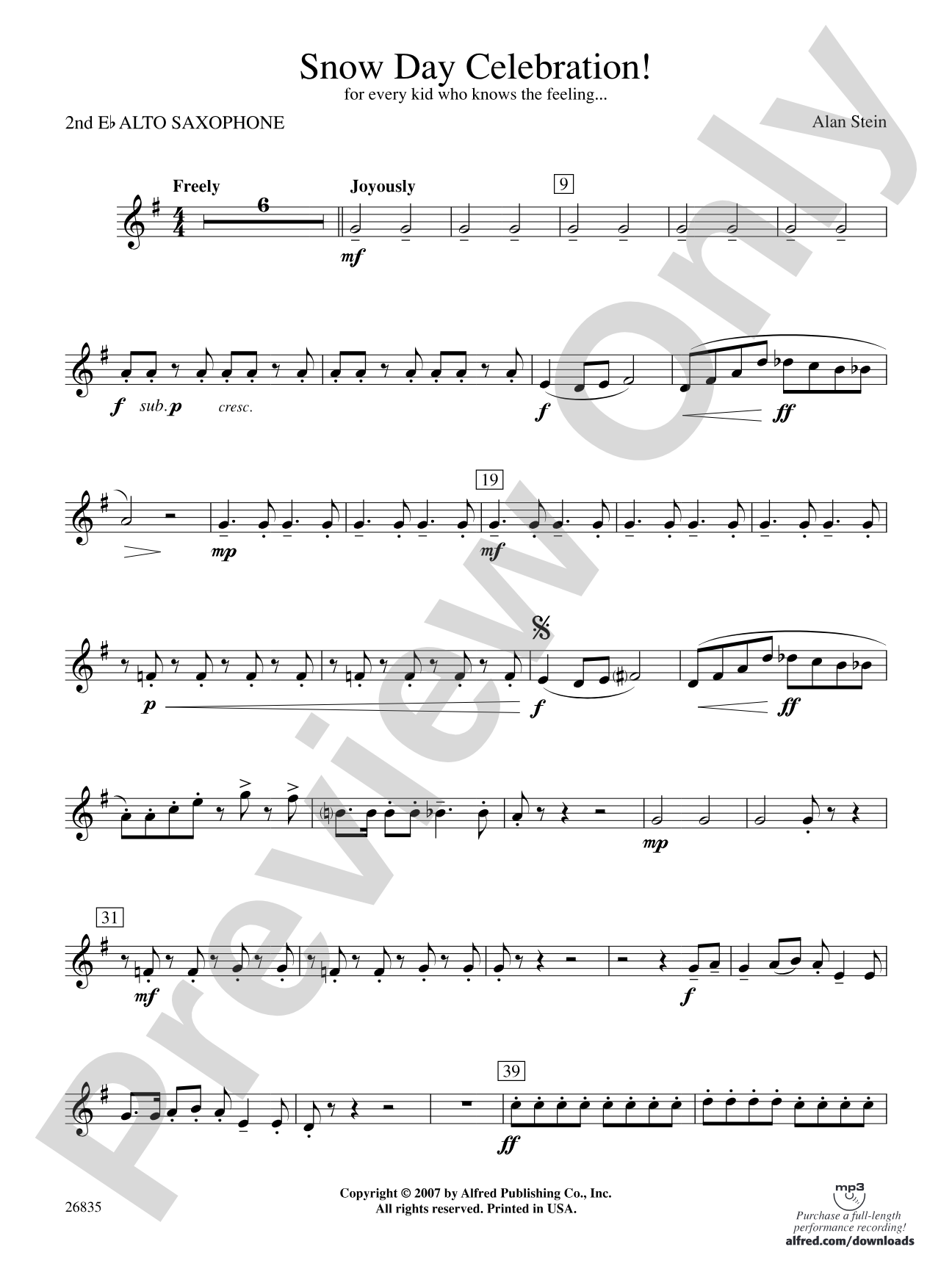 Snow Day Celebration!: 2nd E-flat Alto Saxophone
