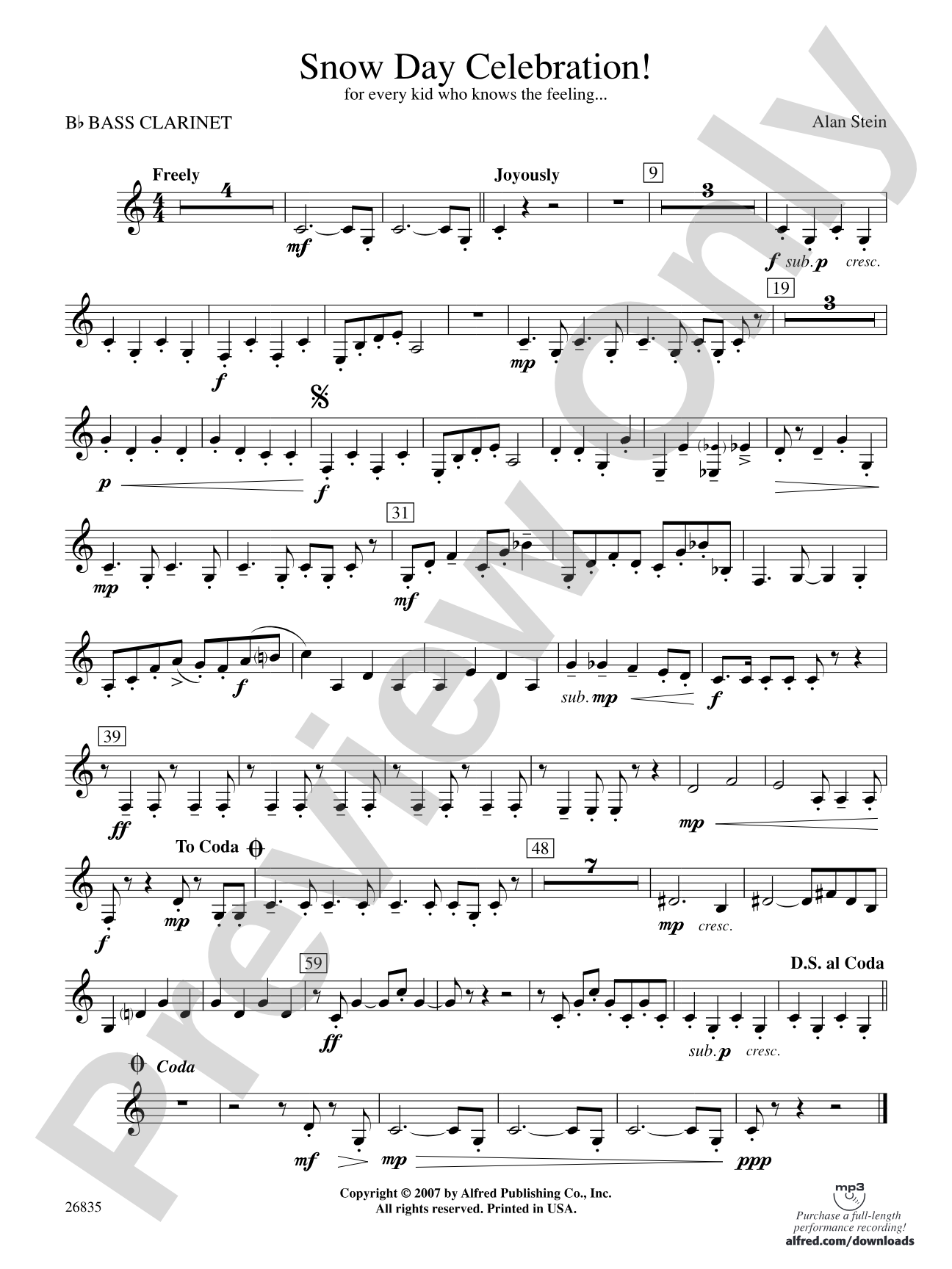 Snow Day Celebration!: B-flat Bass Clarinet