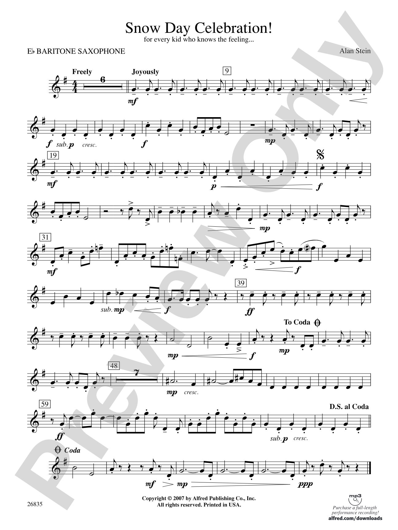 Snow Day Celebration!: E-flat Baritone Saxophone