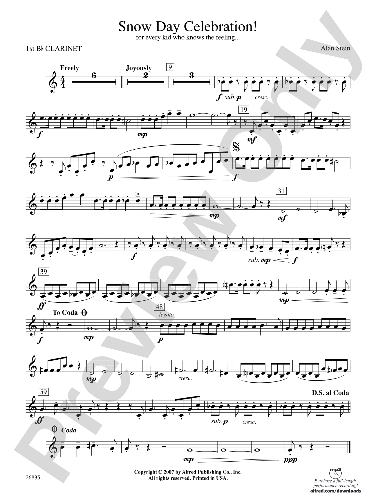 Snow Day Celebration!: 1st B-flat Clarinet