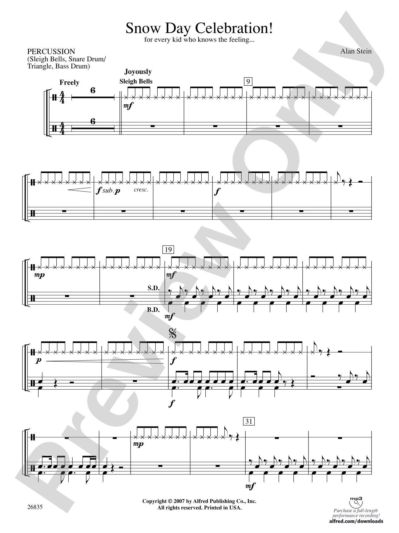 Snow Day Celebration!: 1st Percussion