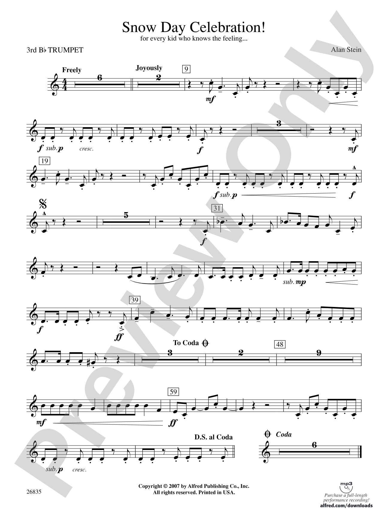 Snow Day Celebration!: 3rd B-flat Trumpet