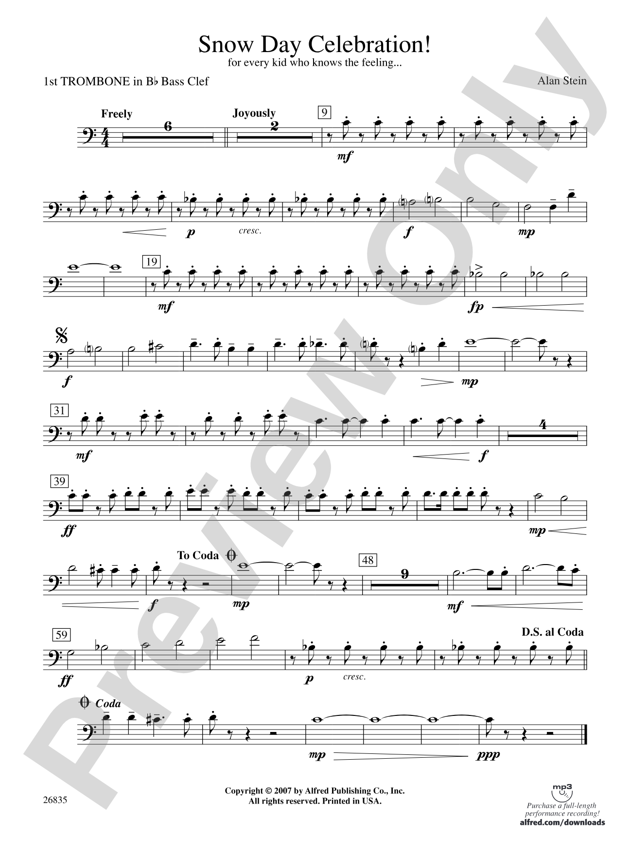 Snow Day Celebration!: (wp) 1st B-flat Trombone B.C.