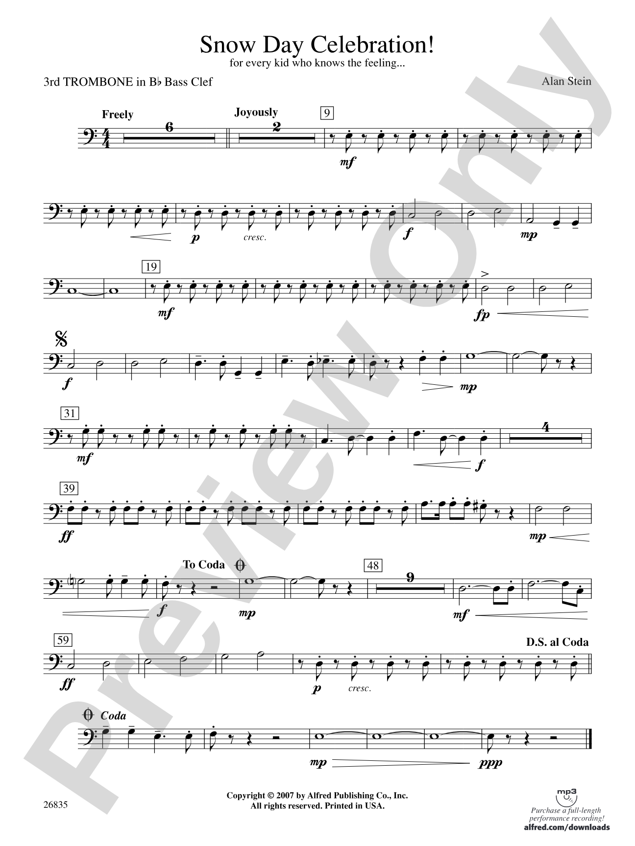 Snow Day Celebration!: (wp) 3rd B-flat Trombone B.C.