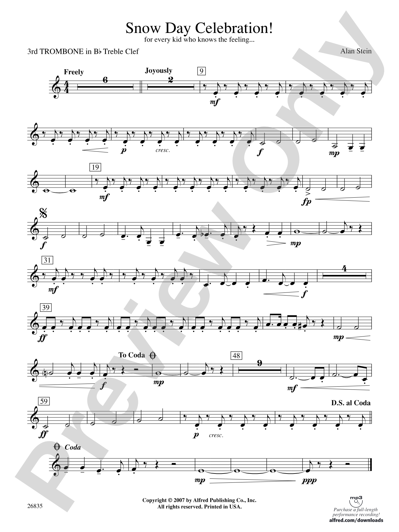 Snow Day Celebration!: (wp) 3rd B-flat Trombone T.C.