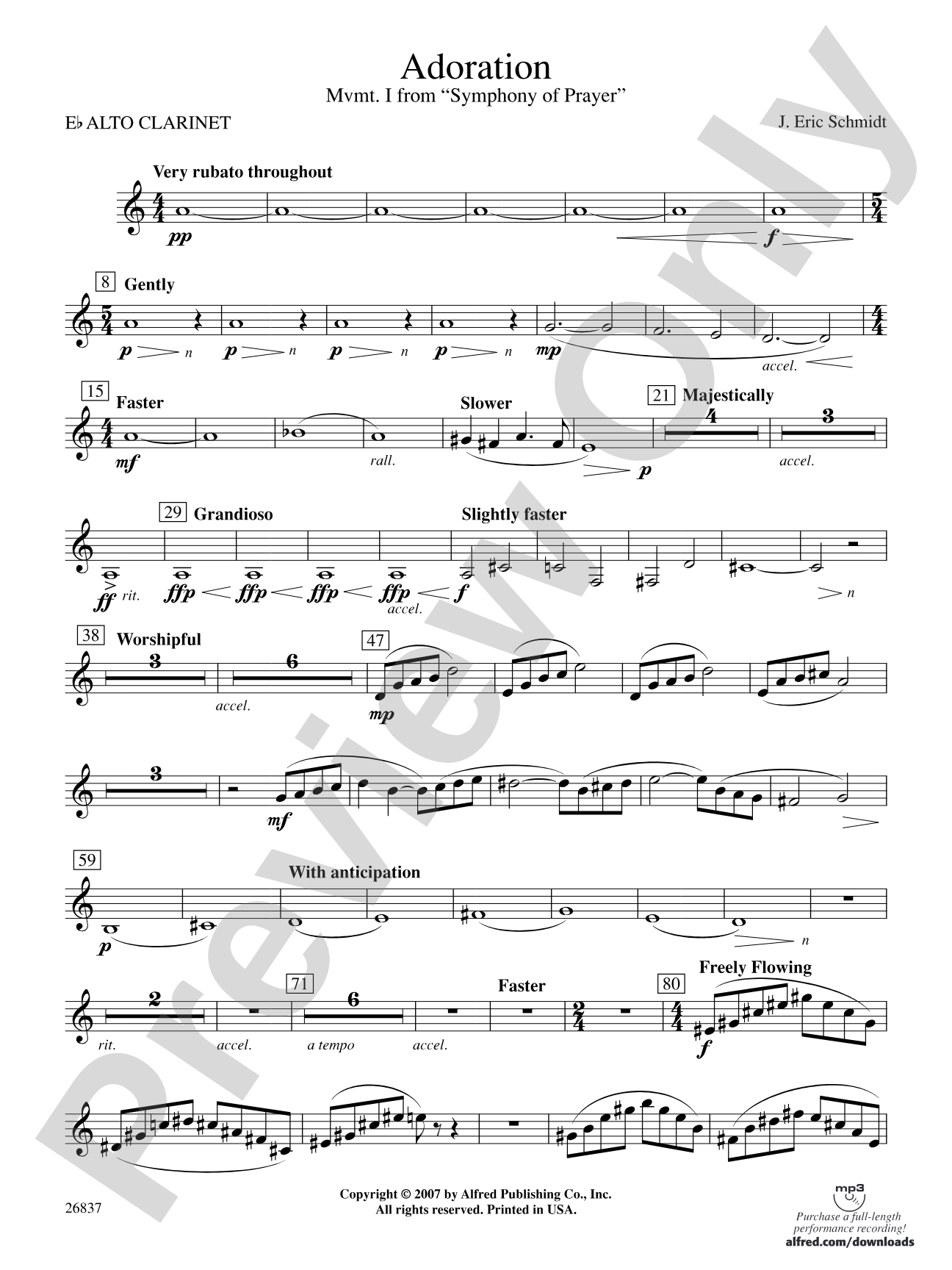 Adoration (Movement 1 from Symphony of Prayer): E-flat Alto Clarinet